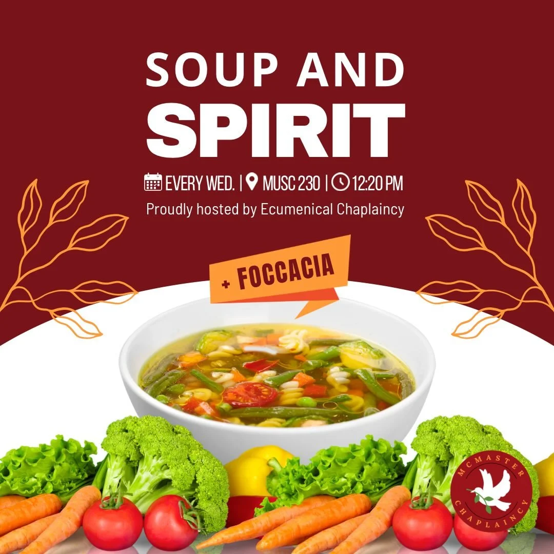 Are you tired of soup yet? We hope not, since Soup &amp; Spirit is back again this week with another delicious meal. Can&rsquo;t handle the suspense of not knowing which flavour will grace your palate tomorrow? 😣 Contact Chaplaincy (DM or email chap