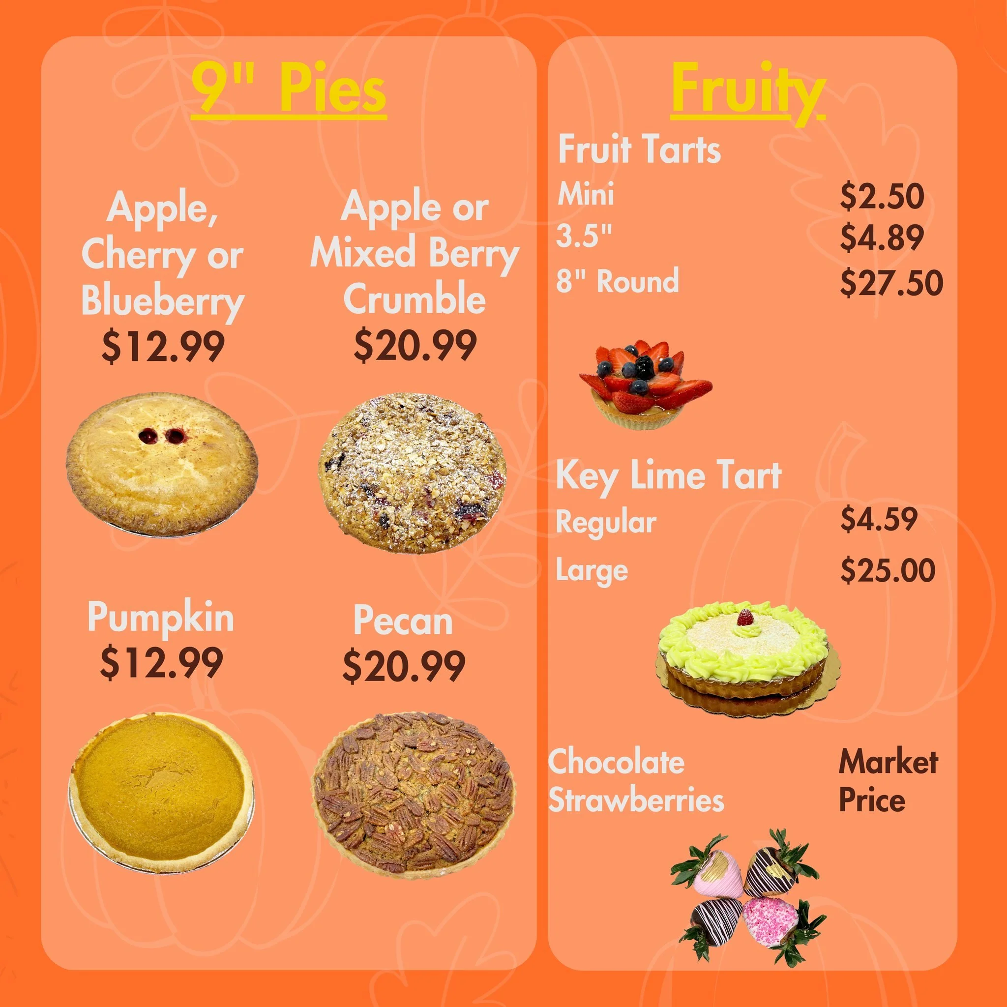 Thanksgiving just got a whole lot sweeter 🧡

Whether you&rsquo;re craving a Classic Apple Pie, Mixed Berry Crumble, or Pumpkin &amp; Pecan, we&rsquo;ve got your holiday favorites ready to slice and share! 🍏🥧🍒
Don&rsquo;t forget our Fruit Tarts, K
