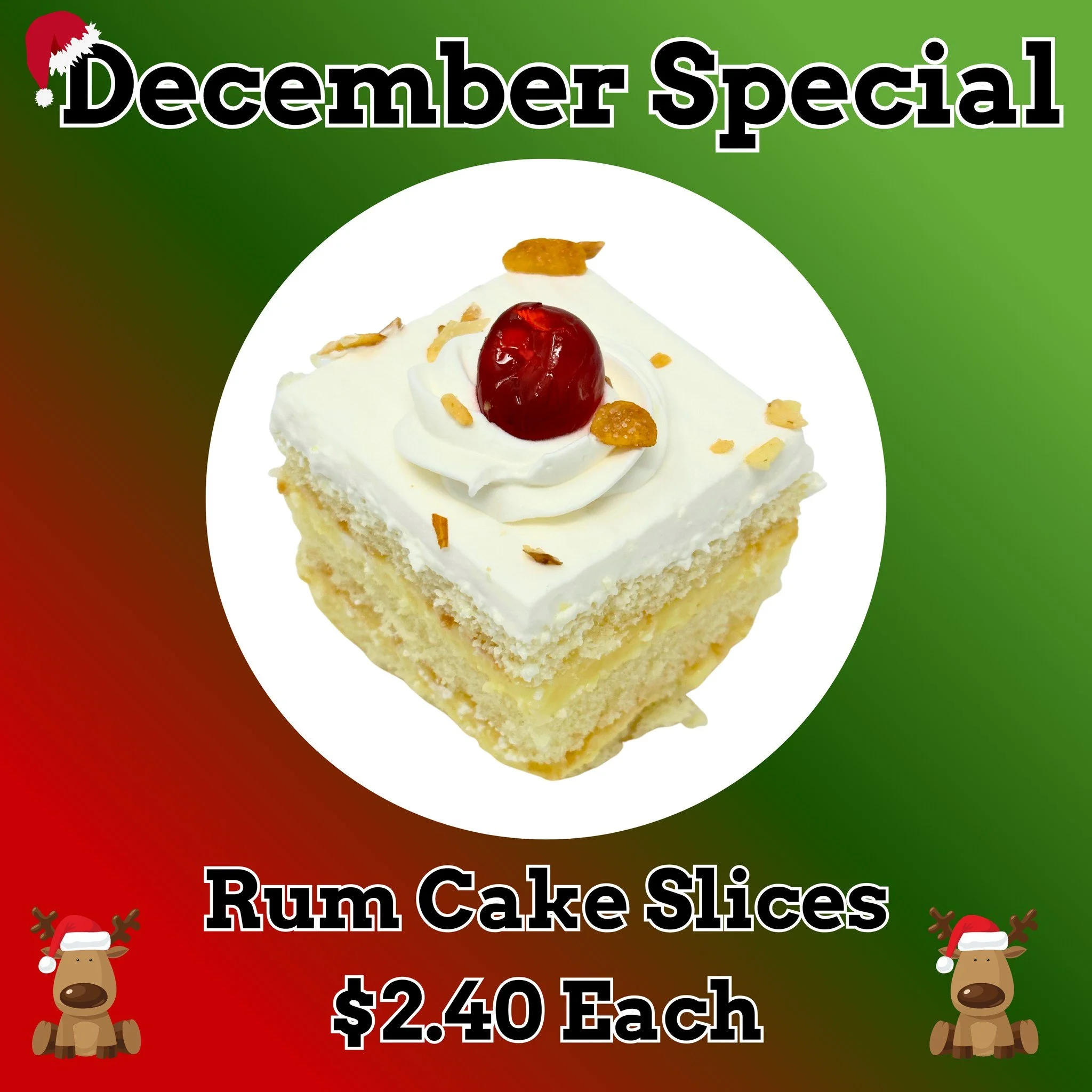 Our December special is HERE 🎉
✨ Rum Cake Slices ✨
Moist. Boozy. Perfect.
Add a little warmth to your winter&mdash;only at Palermo Bakery!

Palermo Bakery
7312 W Irving Park Rd.
Norridge, IL 60706
Mon&ndash;Sat: 8AM&ndash;5PM | Closed Sunday
Phone: 