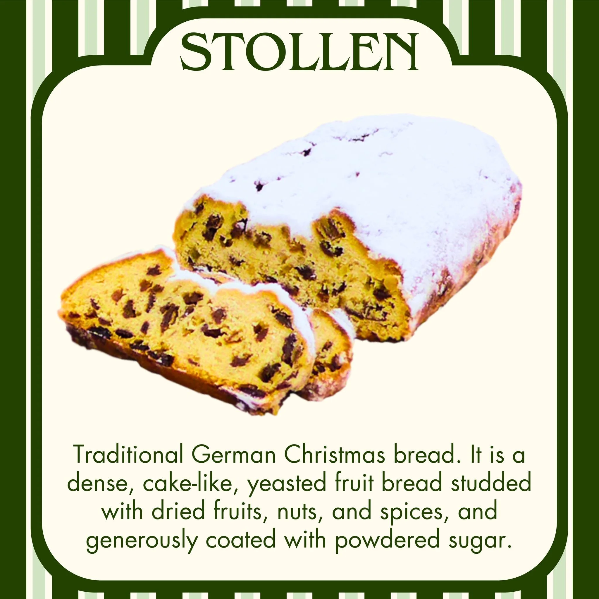 STOLLEN 🎄🍞
Rich, buttery, and filled with warm holiday flavors&mdash;our stollen is a European classic done right. Perfect with coffee, perfect for gifting, and perfect for slowing down during the season.

Palermo Bakery
7312 W Irving Park Rd.
Norr