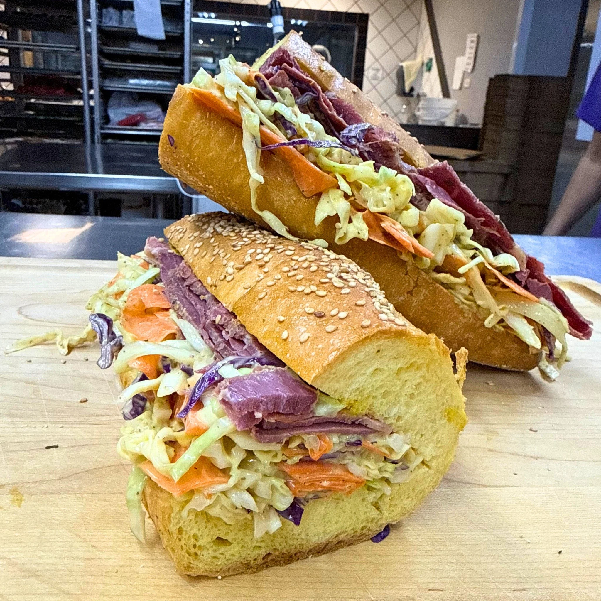 Sandwich Saturday special for this Saturday only ☘️🥪
We&rsquo;re serving up a delicious sandwich made with housemade corned beef, housemade cabbage slaw, and mustard on fresh bread. Don&rsquo;t miss it &mdash; it&rsquo;s available this Saturday only