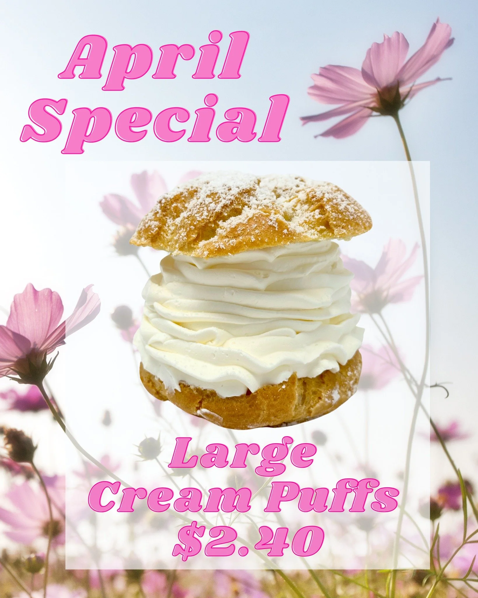 🌸 April Special is here at Palermo Bakery 🌸

Our large cream puff is filled with rich custard and light whipped cream, all tucked inside a soft pastry shell and finished with a dusting of powdered sugar 🤍✨ One bite and you&rsquo;ll understand why 