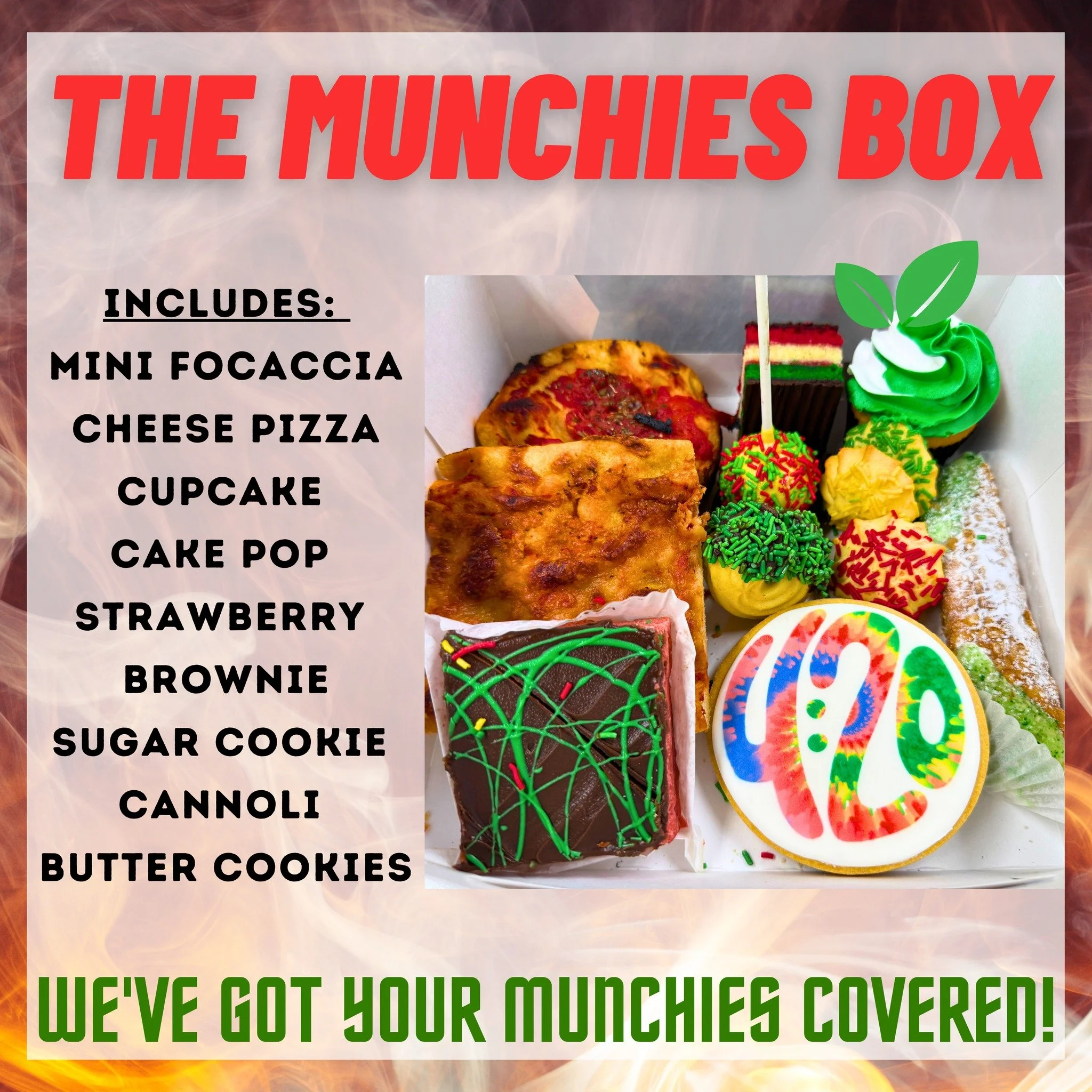 Monday, April 20th is coming up, and our Munchies Box is ready 🍕🧁🍓🍪

We brought back fan favorites for the box and introduced some new items too! 

Loaded with a fun mix of sweet and savory favorites, this themed box is perfect for treating yours