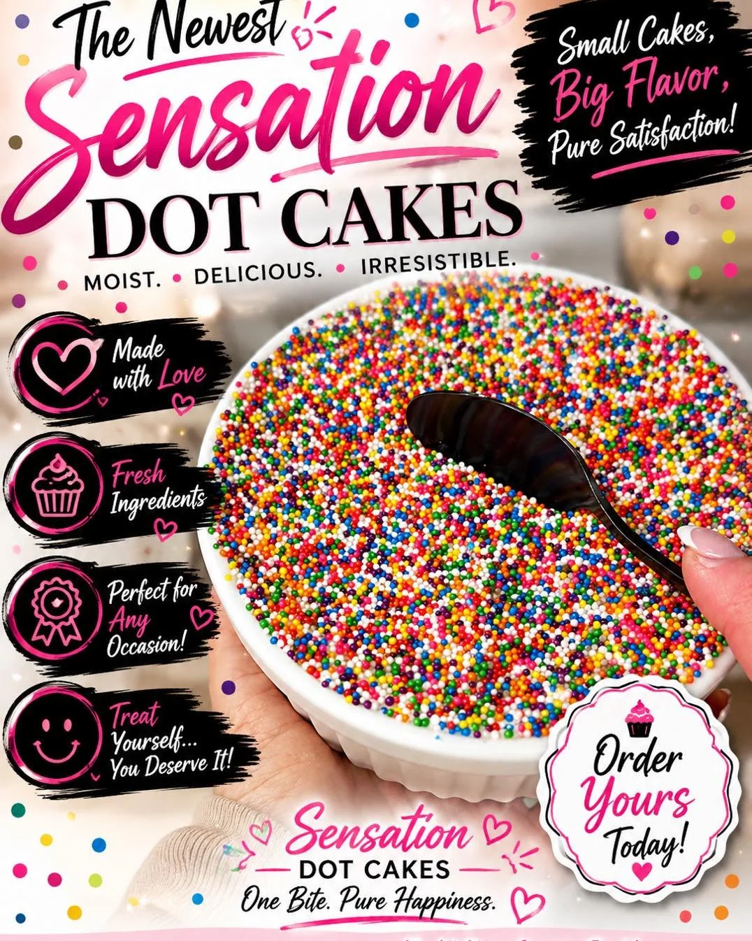 🌈✨ New at Palermo Bakery: DOT CAKES! ✨🌈

Here are some of the delicious flavors available this Saturday: Vanilla Confetti, Lemon, Chocolate, Strawberry, Red Velvet, Blue Velvet, Pistachio, and more! Reserve yours today&mdash;they&rsquo;re going fas