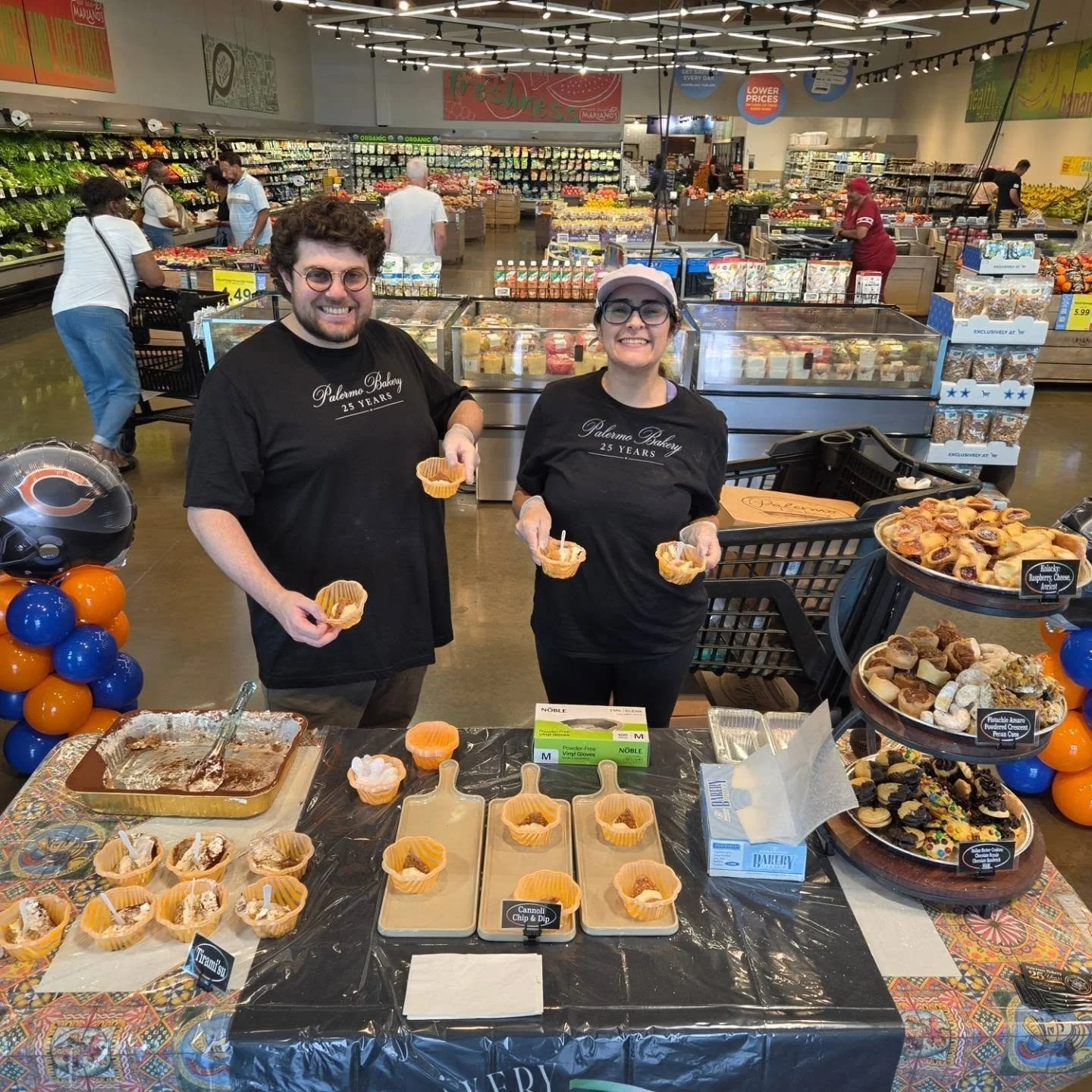 We&rsquo;re at @marianosmarket in Evergreen Park today! Stop by and sample some Palermo Bakery favorites: assorted Italian cookies, cannoli chips &amp; dip, and our classic tiramisu. Come say hello and enjoy a sweet treat! 🍪🇮🇹

#PalermoBakery #Mar