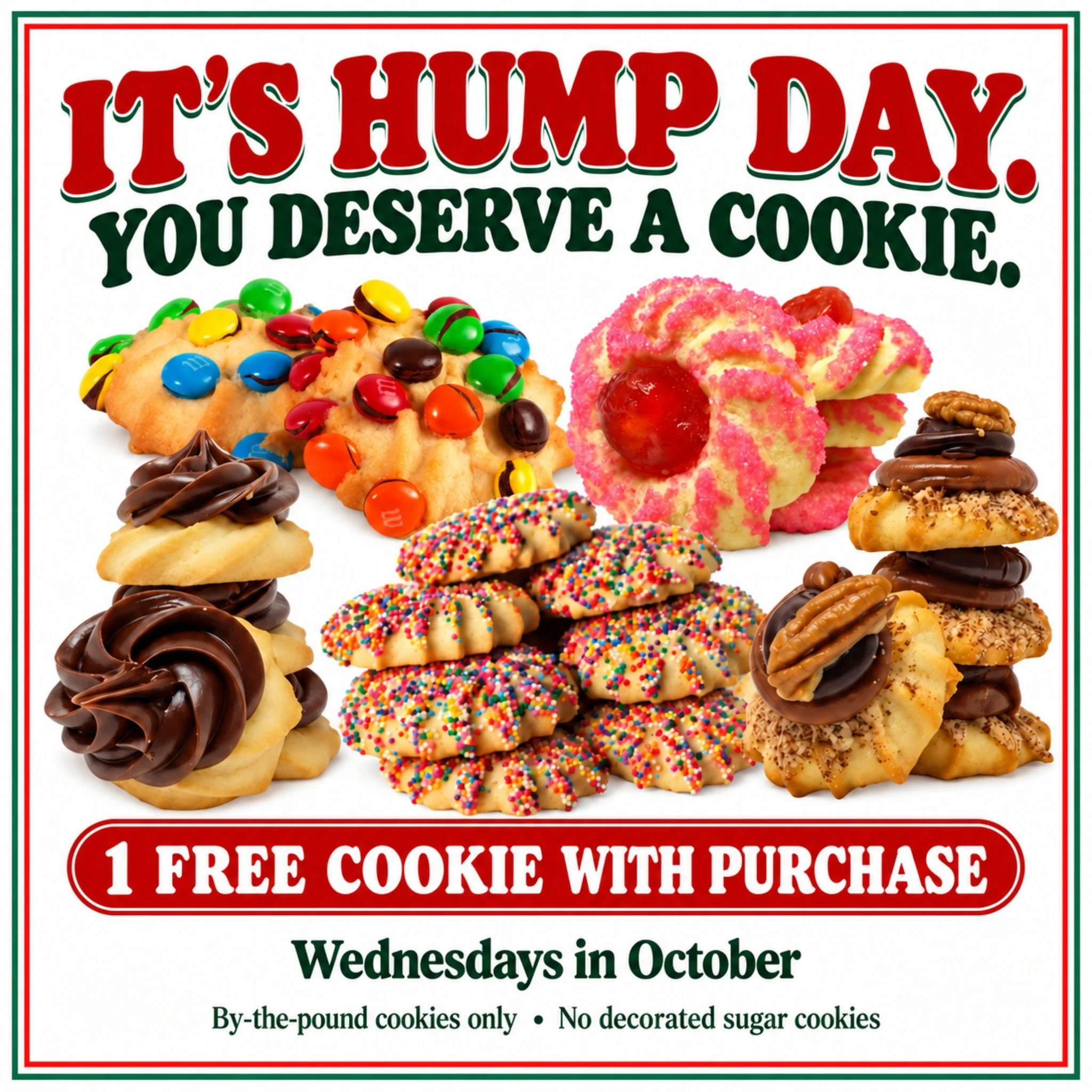 You&rsquo;ve survived Monday and Tuesday. We think that deserves a cookie. 😂🍪

Celebrate Italian American Heritage Month with FREE COOKIE WEDNESDAYS at Palermo Bakery! Every Wednesday in October, receive 1 FREE cookie with purchase&mdash;a little s