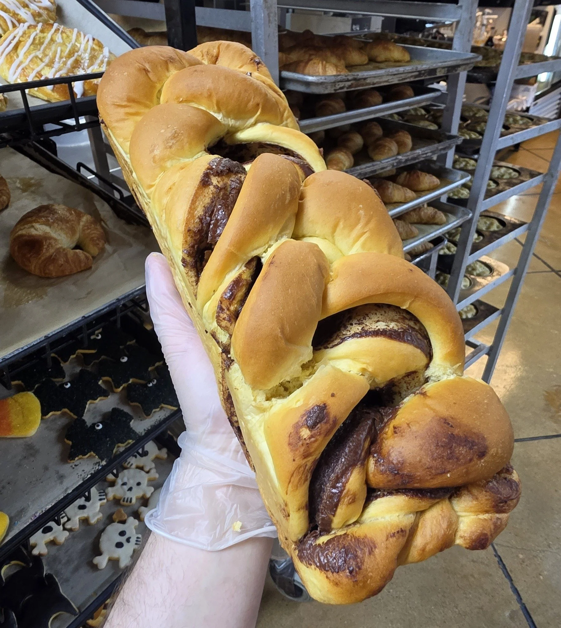 Let&rsquo;s give this beauty a moment. 🍫🍞🤎

Soft, golden bread braided with rich Nutella in every twist&mdash;made for sharing, but we understand if you don&rsquo;t. 😉

Stop by Palermo Bakery and treat yourself to a slice of happiness!

#PalermoB