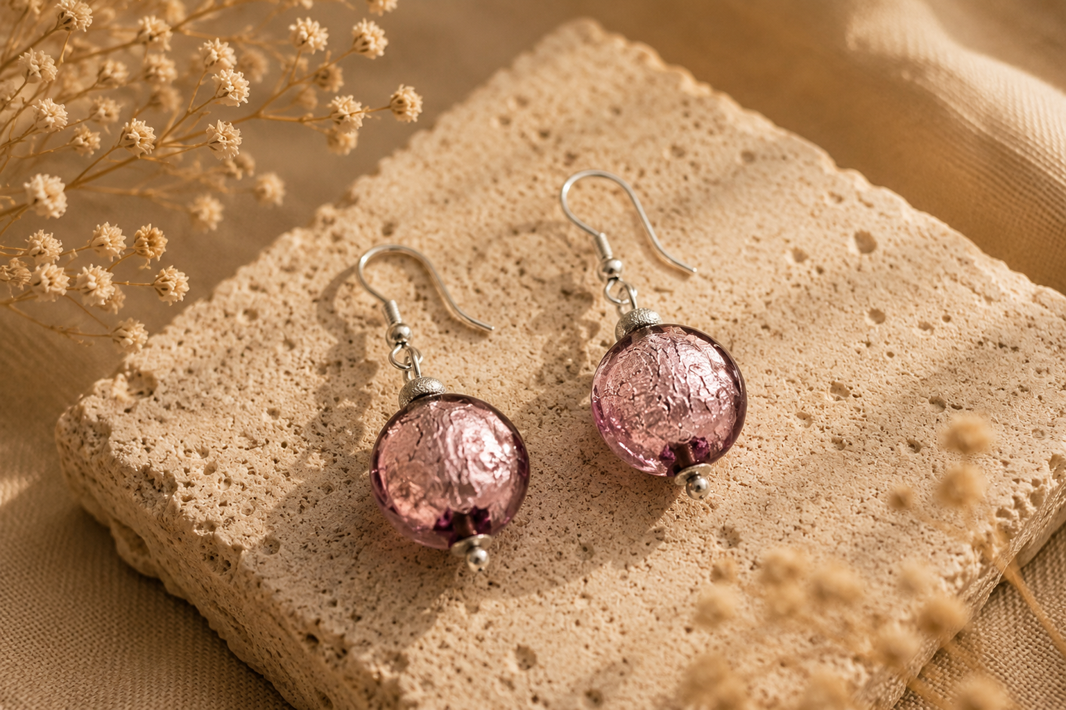 Pendientes Luna Rosa
