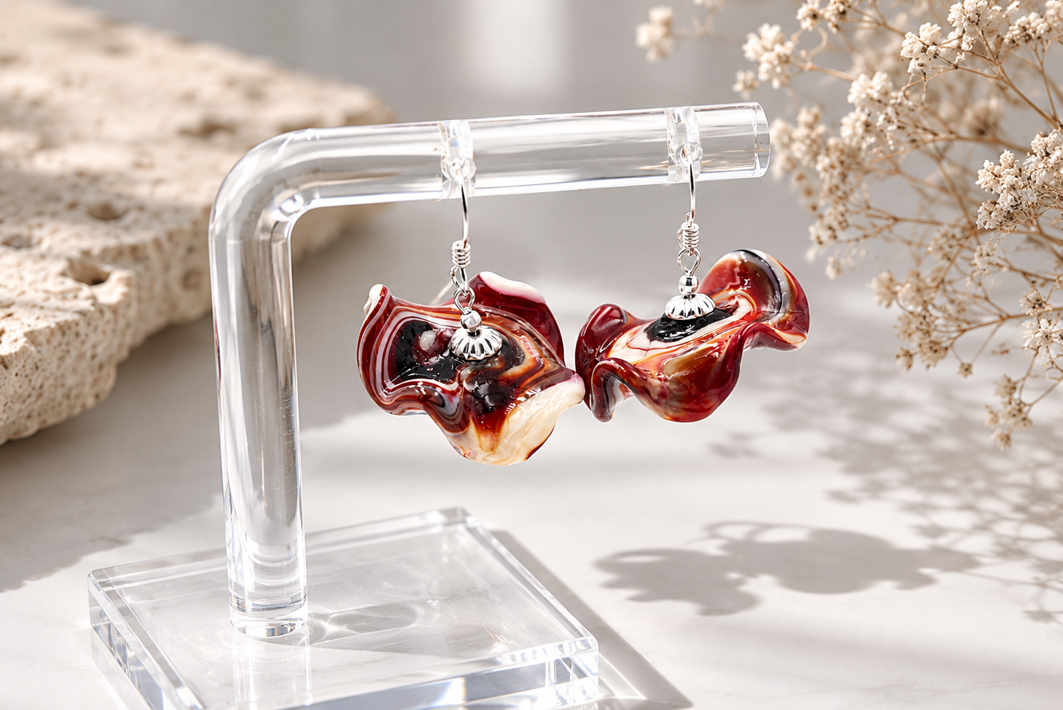 Pendientes Onde Rojo