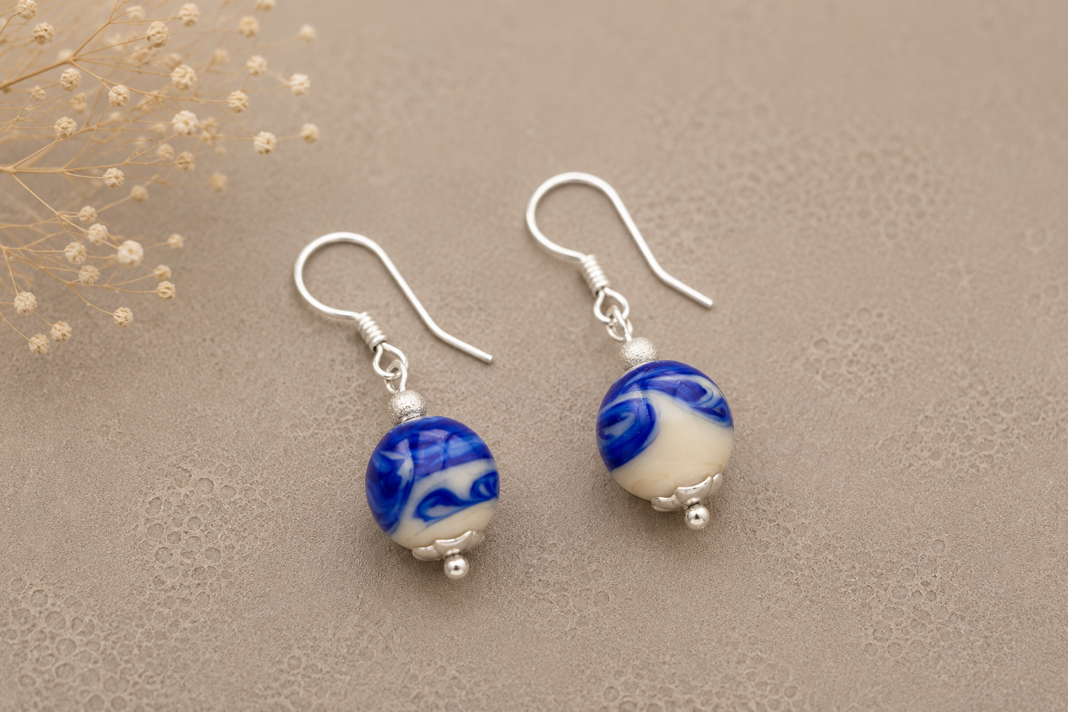 Pendientes Marble Azul