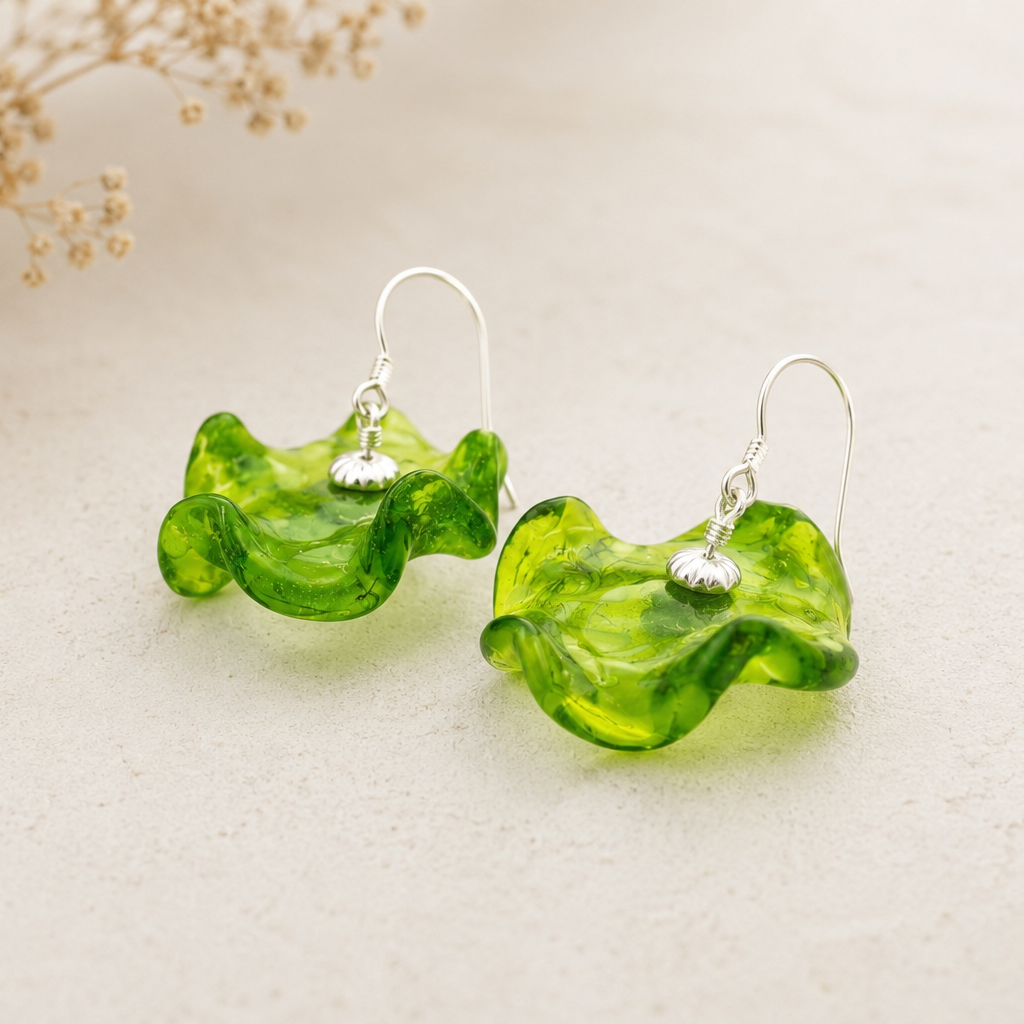 Pendientes Onde Verde