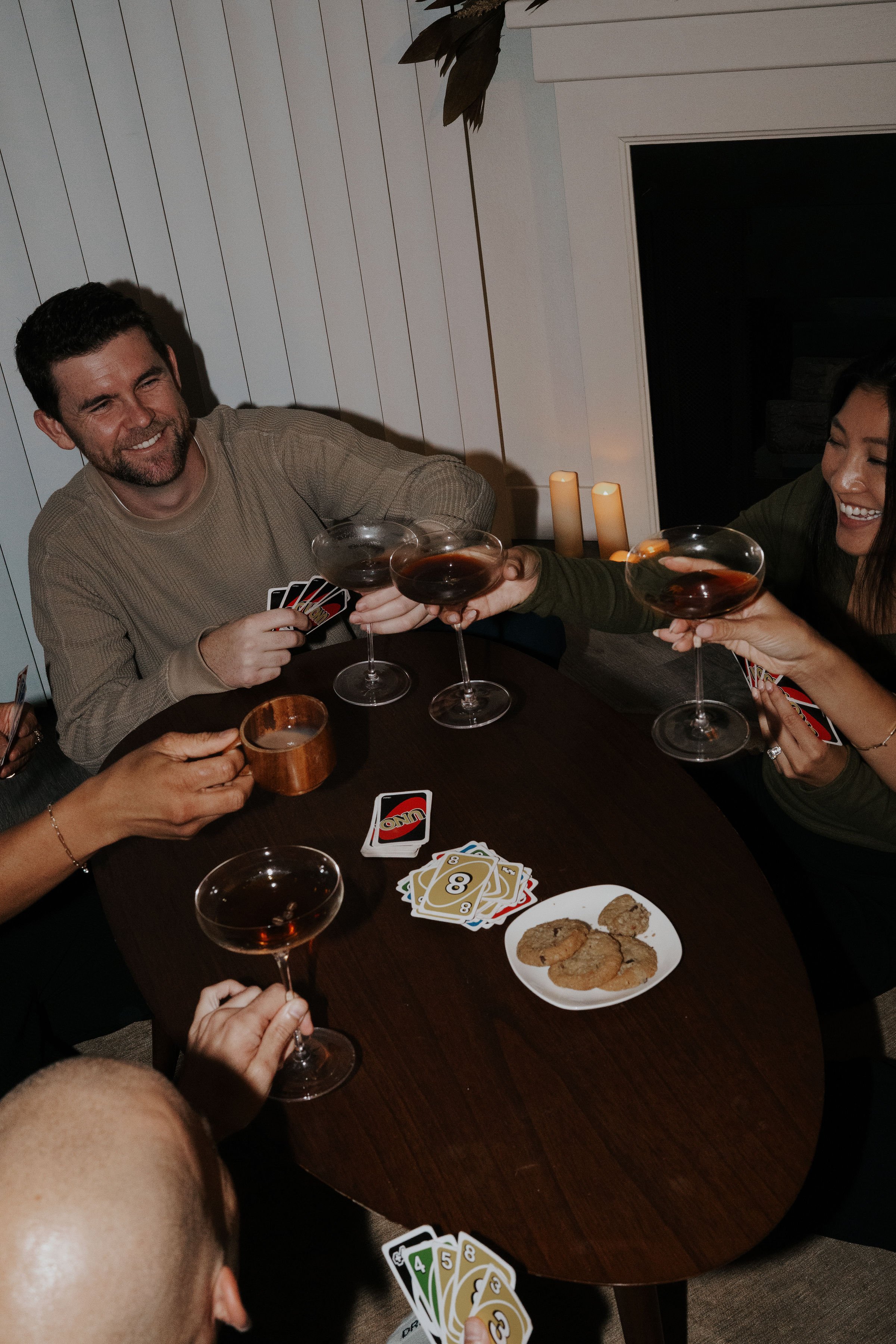 A group of friends enjoying espresso martini's made with Navarro Coffee Co. cold brew.