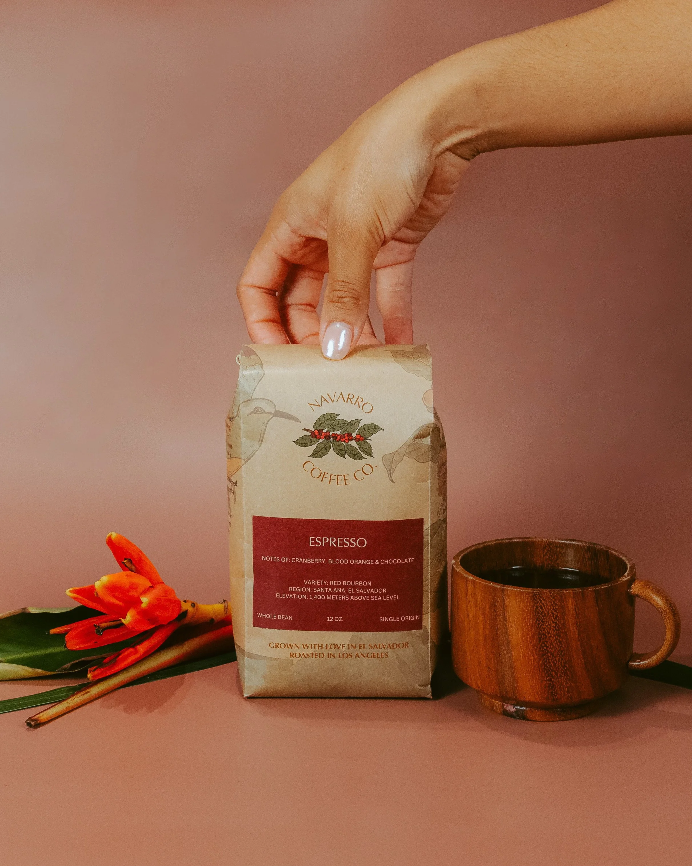 Navarro Coffee Co El Salvador whole bean coffee bag of our espresso.