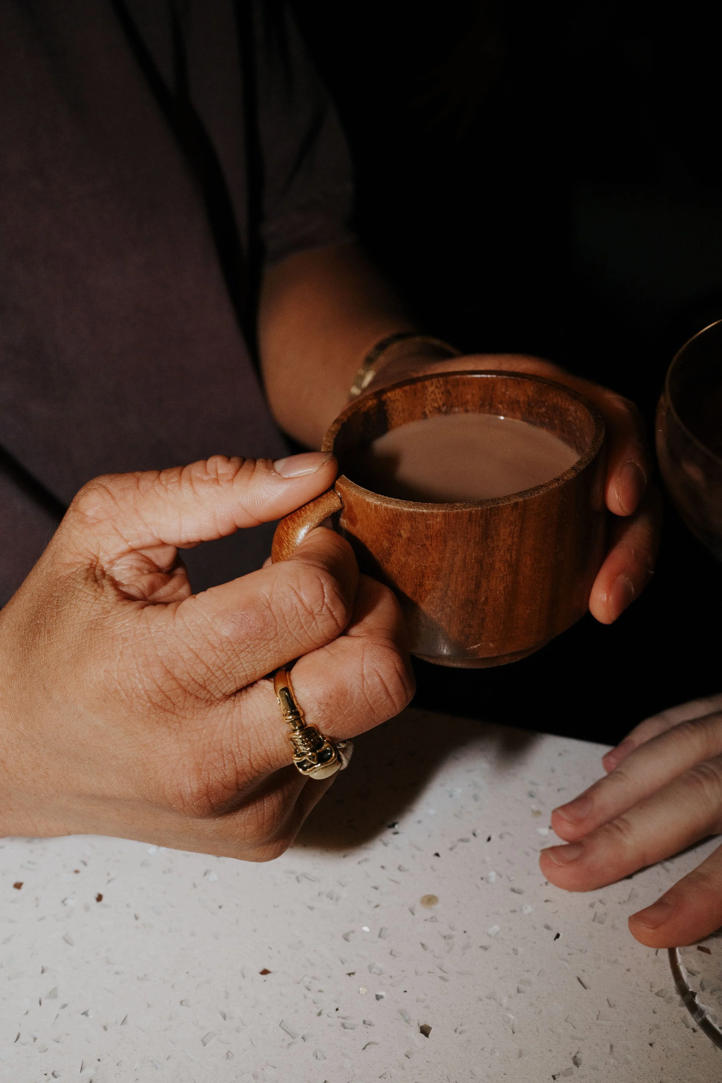 A man drinking hot chocolate