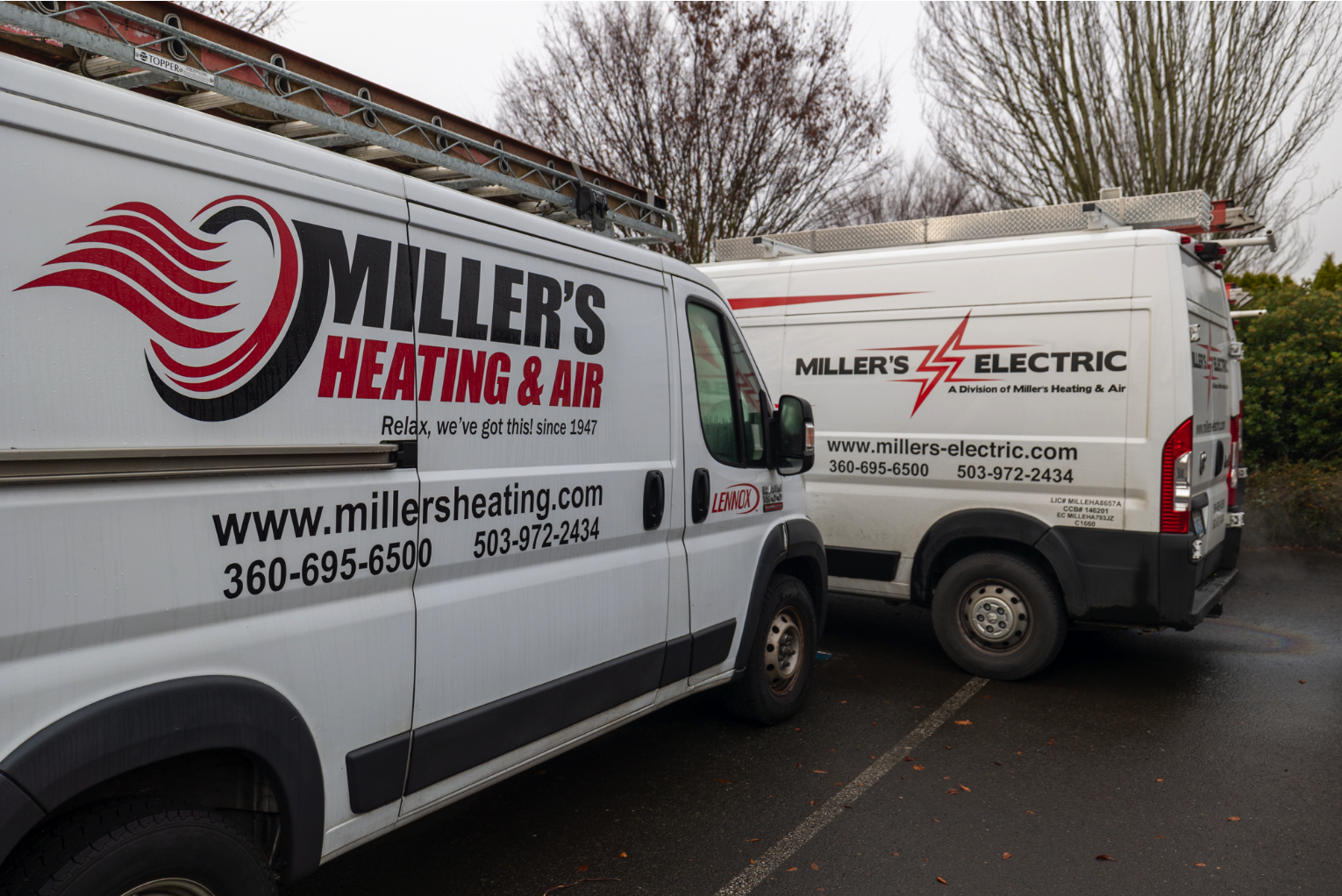Miller's heating and air truck and miller's electric truck