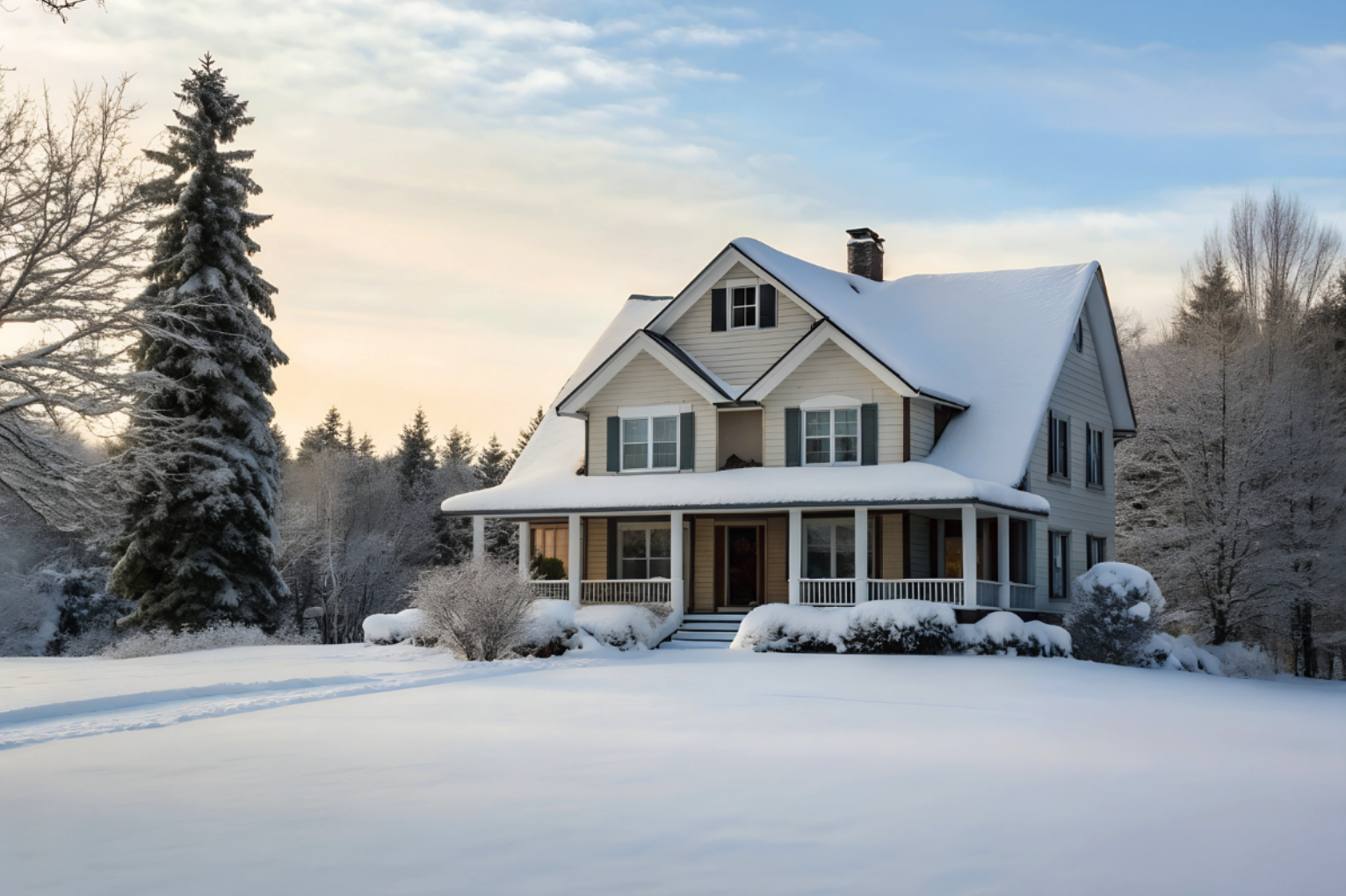 house covered in snow