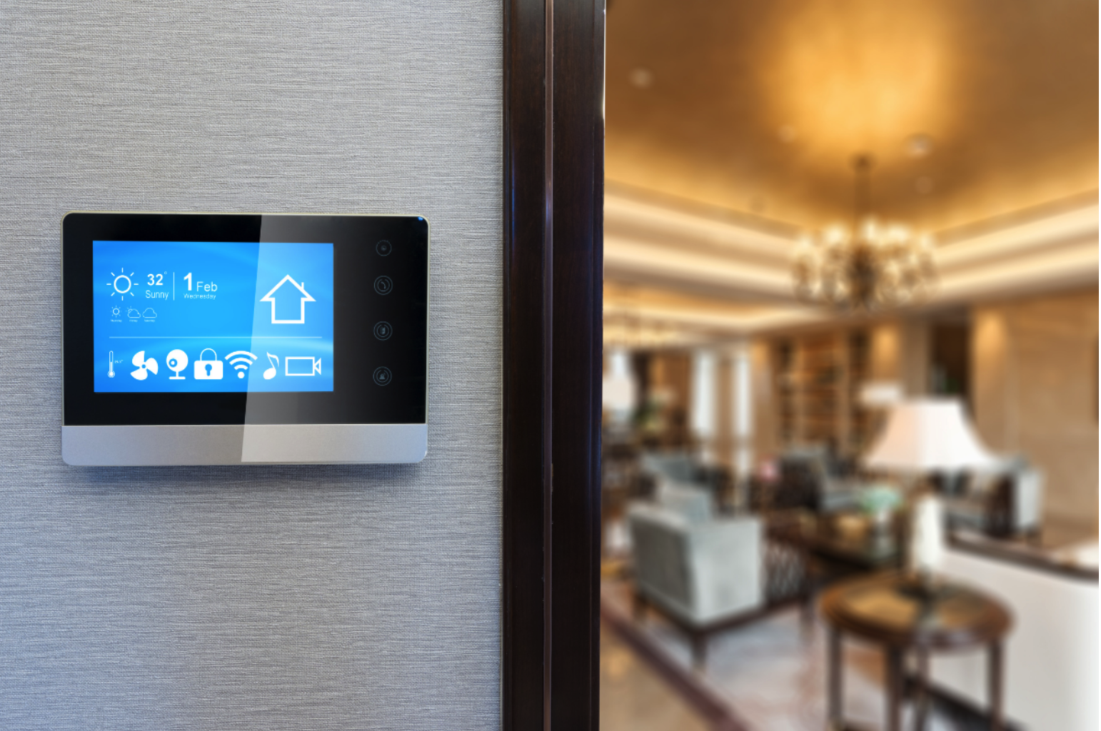 smart thermostat on wall in house