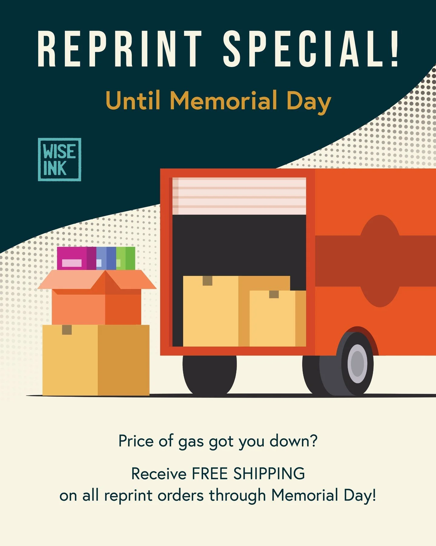 Are you a Wise Ink author ready for a reprint? 🖊️

Place a reprint order now until Memorial Day (5/25) and receive free shipping from the printer to Itasca Books!

A reprint is a great opportunity to refresh your marketing strategy by:
⭐ Celebrating