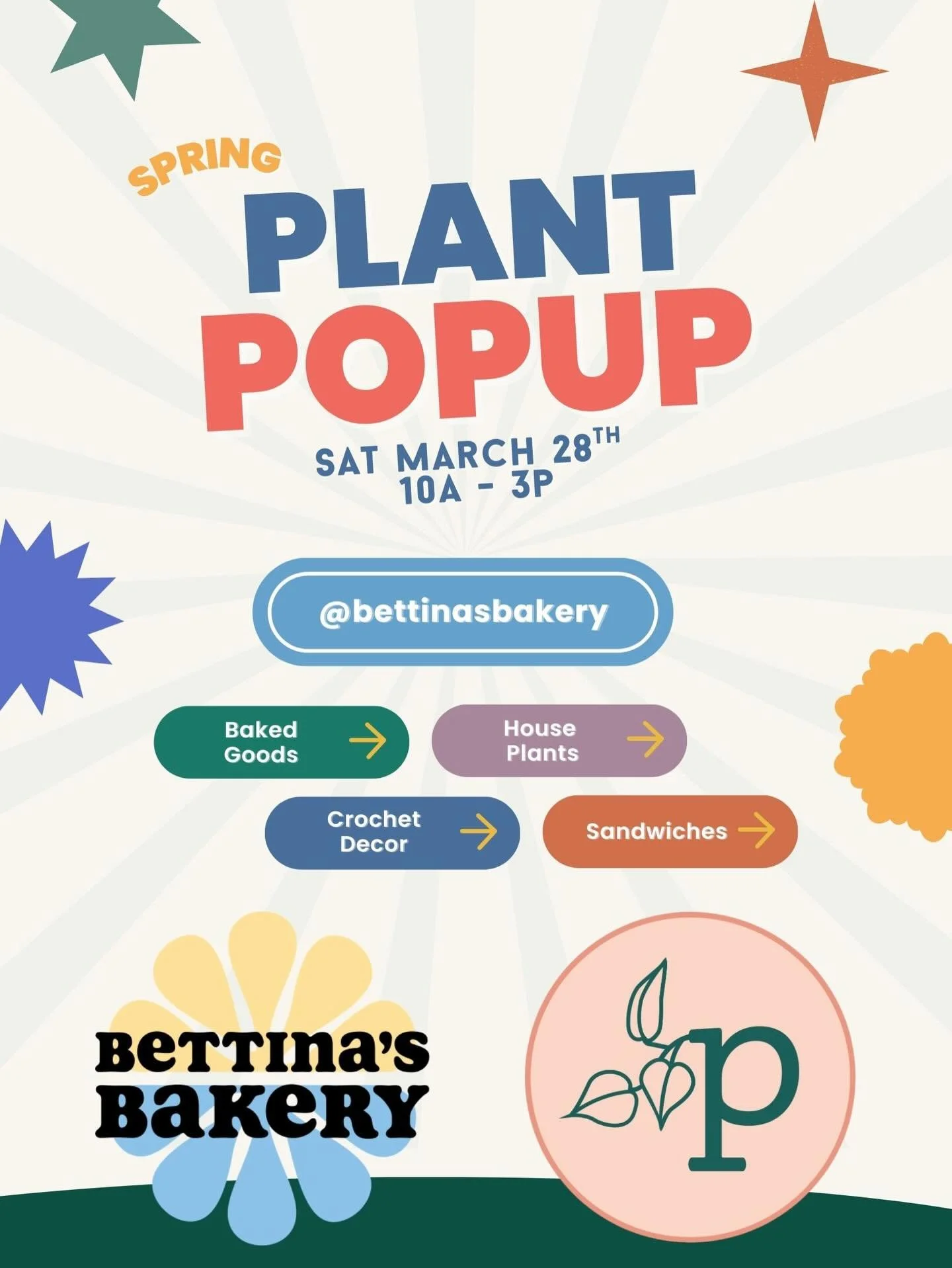 ☀️Coffee, calatheas, conchas and crafts!
Come celebrate spring with delicious eats and a new plant friend for your home 🪴 

#handmade #bakery #plants #crochet #goodeats