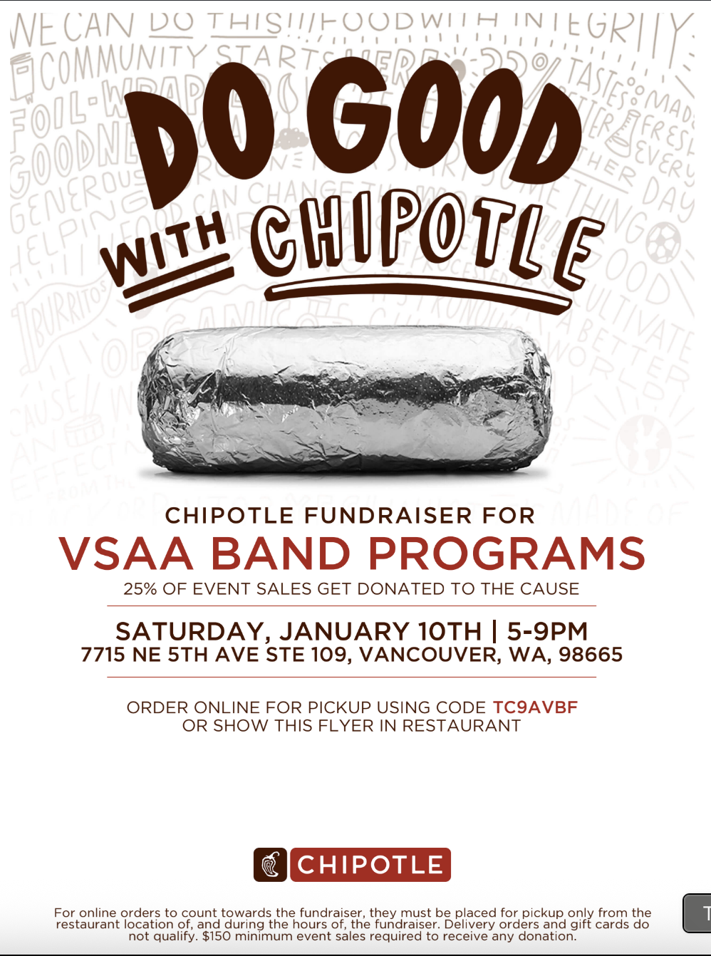 Chipotle x VSAA Band fundraiser 