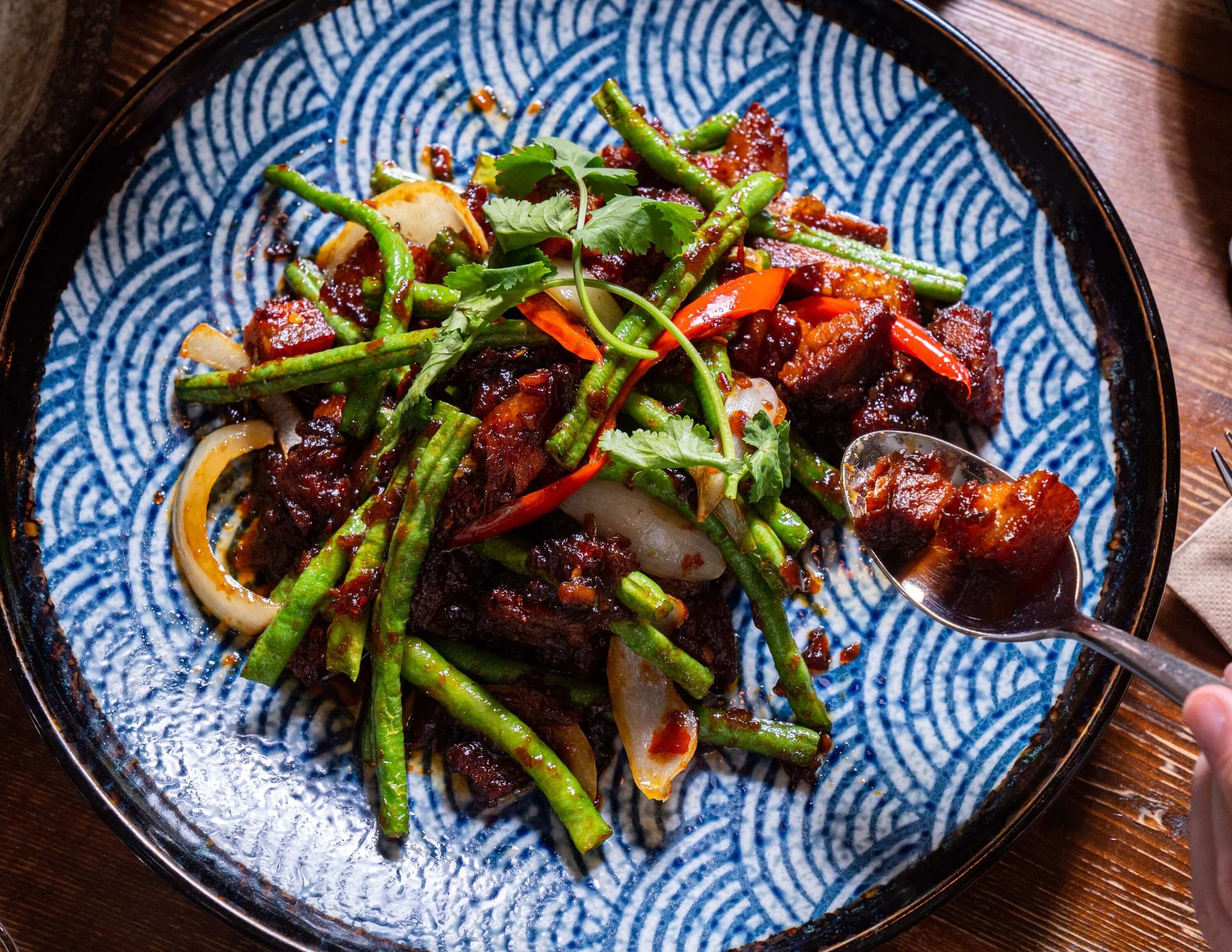  green bean and pork belly 