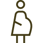 Simple line drawing of a woman wearing a skirt and shoes.