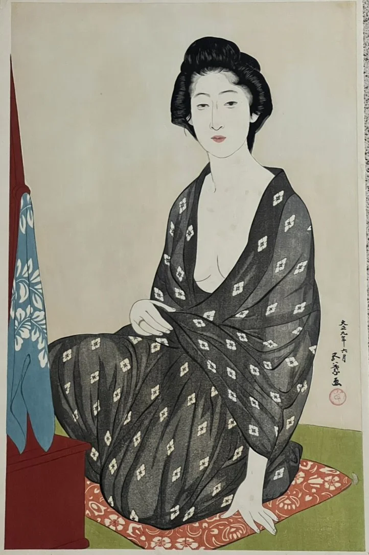 woman in loose summer kimono