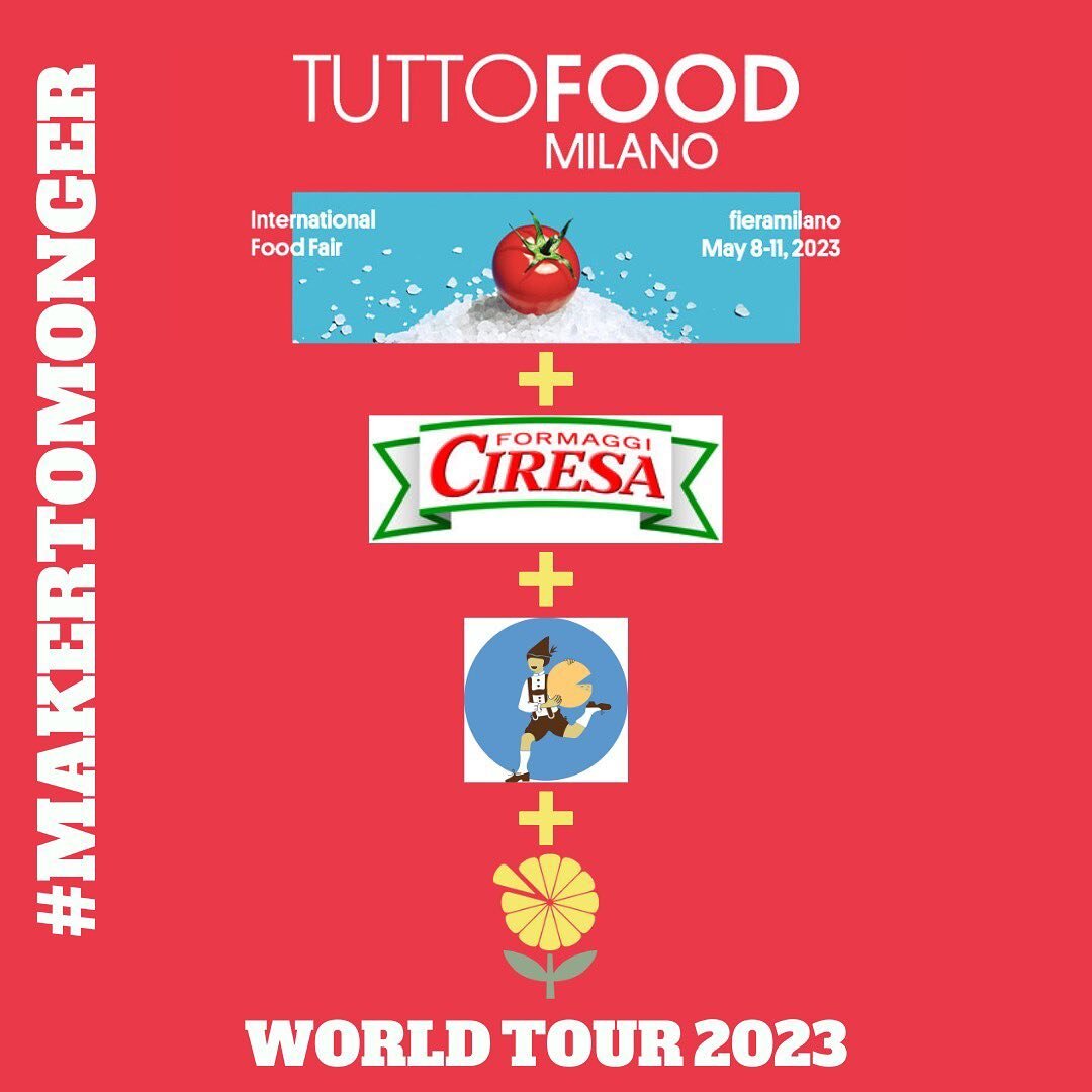 Our 2023 #makertomonger World Tour rolls on next week in #milan!  We&rsquo;ll be attending @tuttofoodmilano from May 8th-11th, and we have some very special friends joining us as well.  Our Italian supplying partner #formaggiciresa will be exhibiting