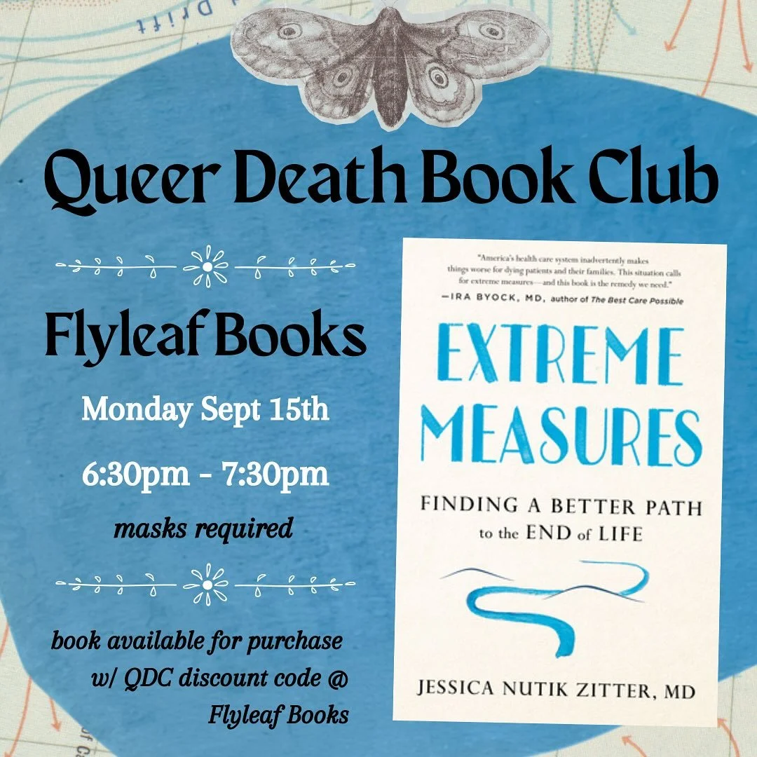 we&rsquo;re reading 🫀Extreme Measures by Jessica Nutik Zitter MD🫀

date: Monday September 15th

time: 6:30pm-7:30pm

place: @flyleafbooks ; Chapel Hill

wear a mask😷

go to the events page on flyleafbooks.com to get a 15% book discount code✨