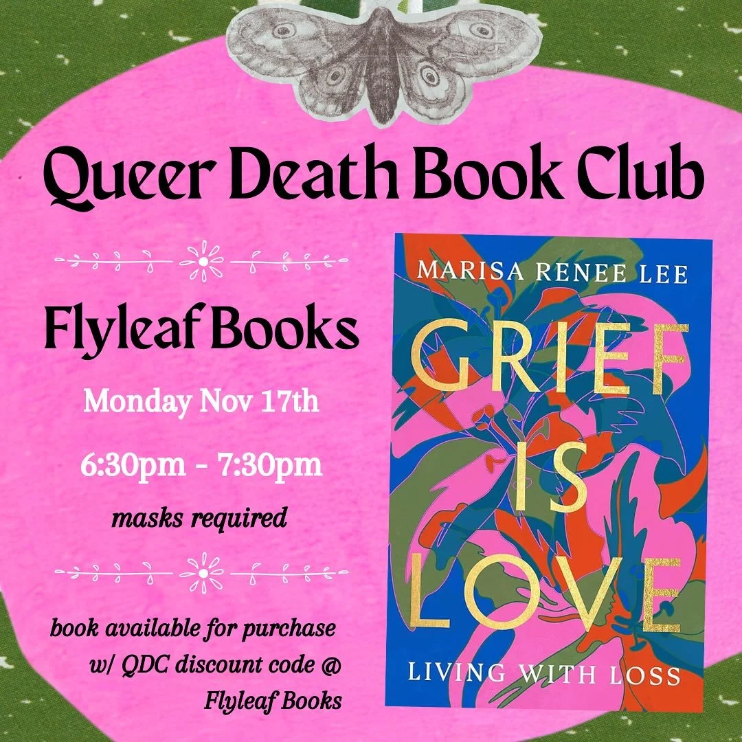 we&rsquo;re reading 💞Grief is Love by @marisareneelee 💞

date: Monday November 17th

time: 6:30pm-7:30pm

place: @flyleafbooks ; Chapel Hill

wear a mask😷

go to the events page on flyleafbooks.com to get a 15% book discount code✨