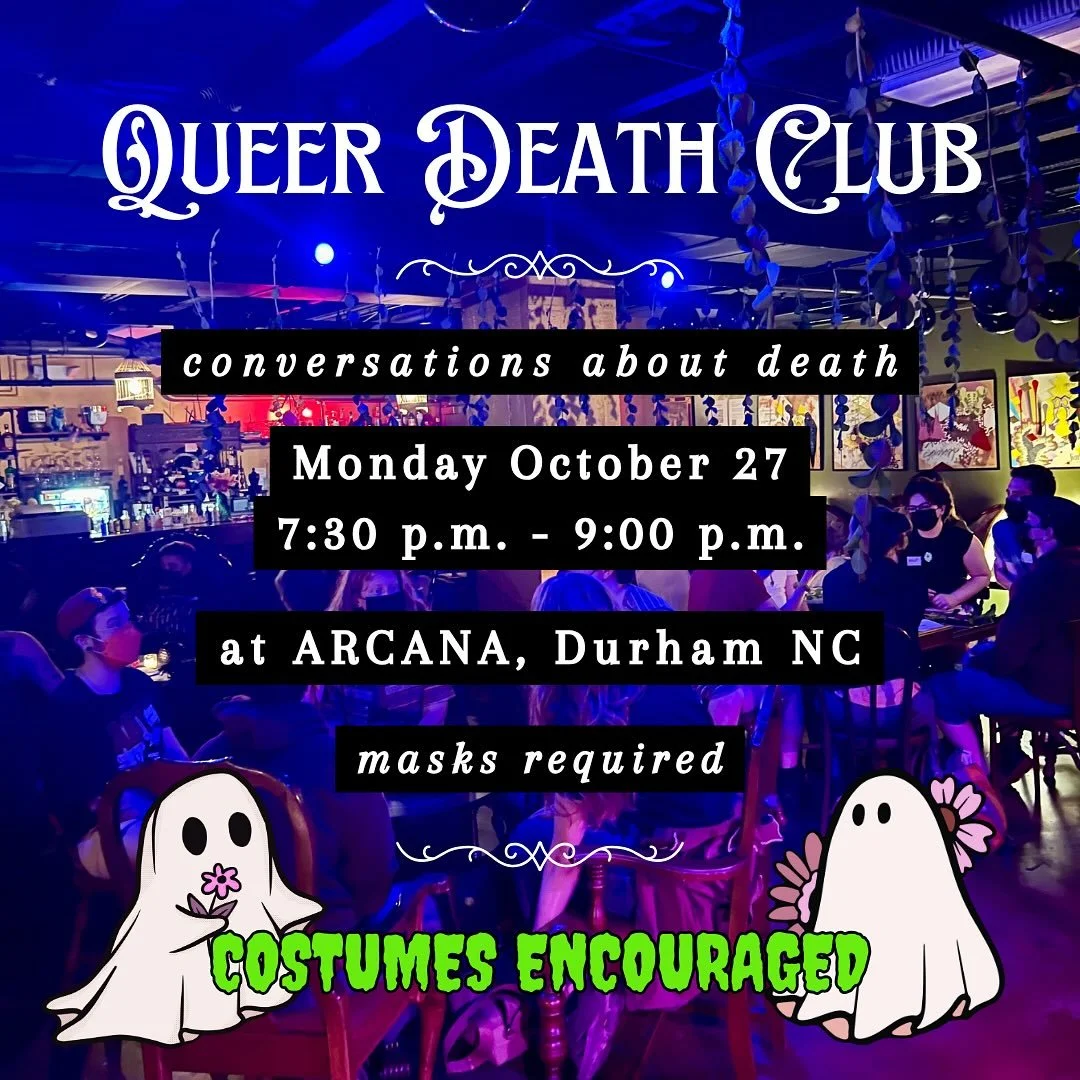 Monday night! join us for a round of @morbidcuriositygame and conversations about death and grief🖤

🌻link in bio for more info about M&rsquo;s death care fundraiser

🌻link in bio to get tickets to the Death Faire in Pittsboro on Nov 2nd

👻👻👻

Q