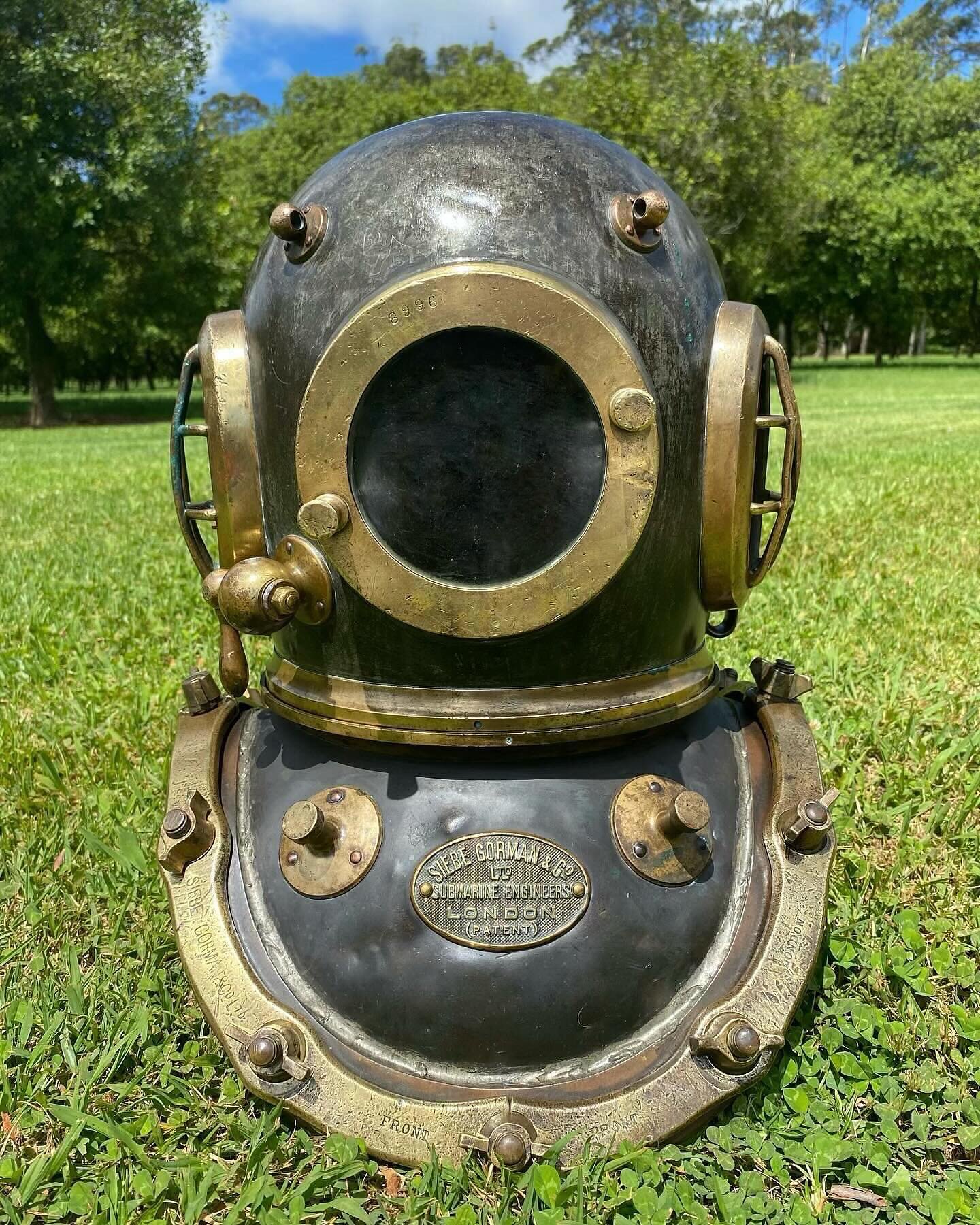 Sending this beauty off to its new home in North Queensland! 

1914 12-bolt 3-light Siebe Gorman diving helmet, produced during the First World War in London, England. 

A massive selection of genuine diving helmets can be found on our website - bott