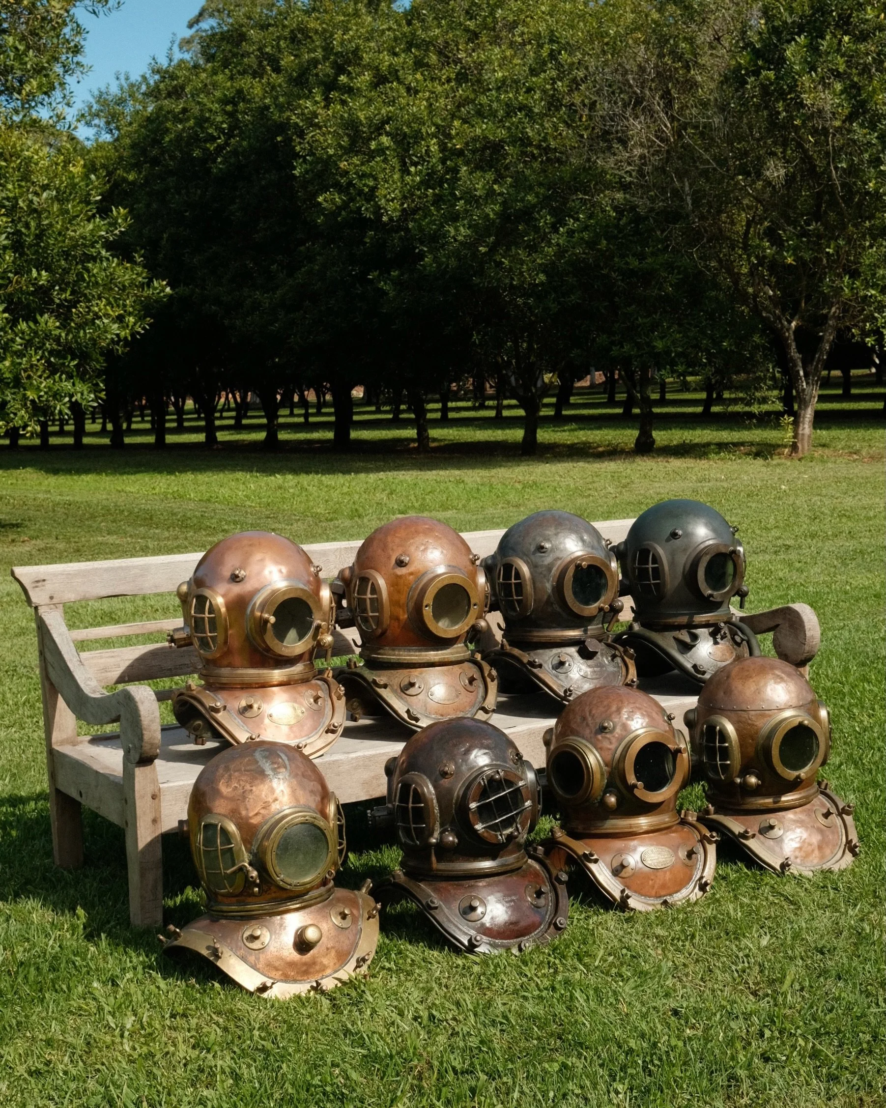 Amazing collection of Siebe Gorman diving helmets available in store and online at bottomoftheharbour.com

Siebe Gorman &amp; Augustus Siebe 
Made in London, England
Ranging from our oldest c.1839 to most recent c.1960

#SiebeGorman #AugustusSiebe #D