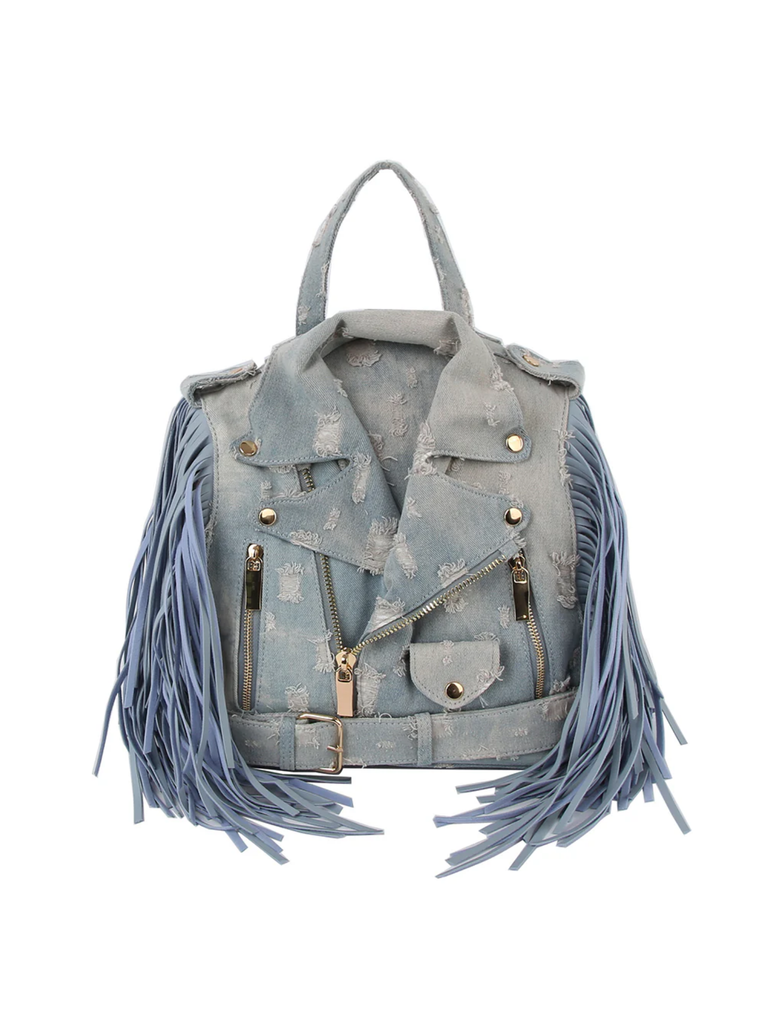 Fringe Denim Motorcycle Backpack