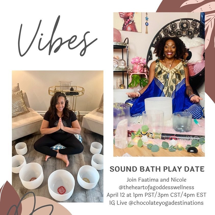 Come vibe with me and  @chocolateyogadestinations on IG Live Friday, April 12th for some healing sound vibrations 🫶🏽.

#soundbathplaydate #soundhealing #soundhealingtherapy #soundhealer #soundbath #vibrationalhealing #vibrationalsoundtherapy
#vibra