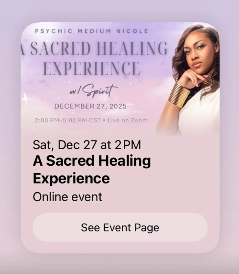 Join Psychic Medium Nicole for an intimate 3-hour restorative healing experience blending Holy Fire&reg; Reiki, channeled messages, and soul alignment.

Experience Includes:

✨ Holy Fire&reg; Reiki Healing &mdash; A powerful energy clearing to releas
