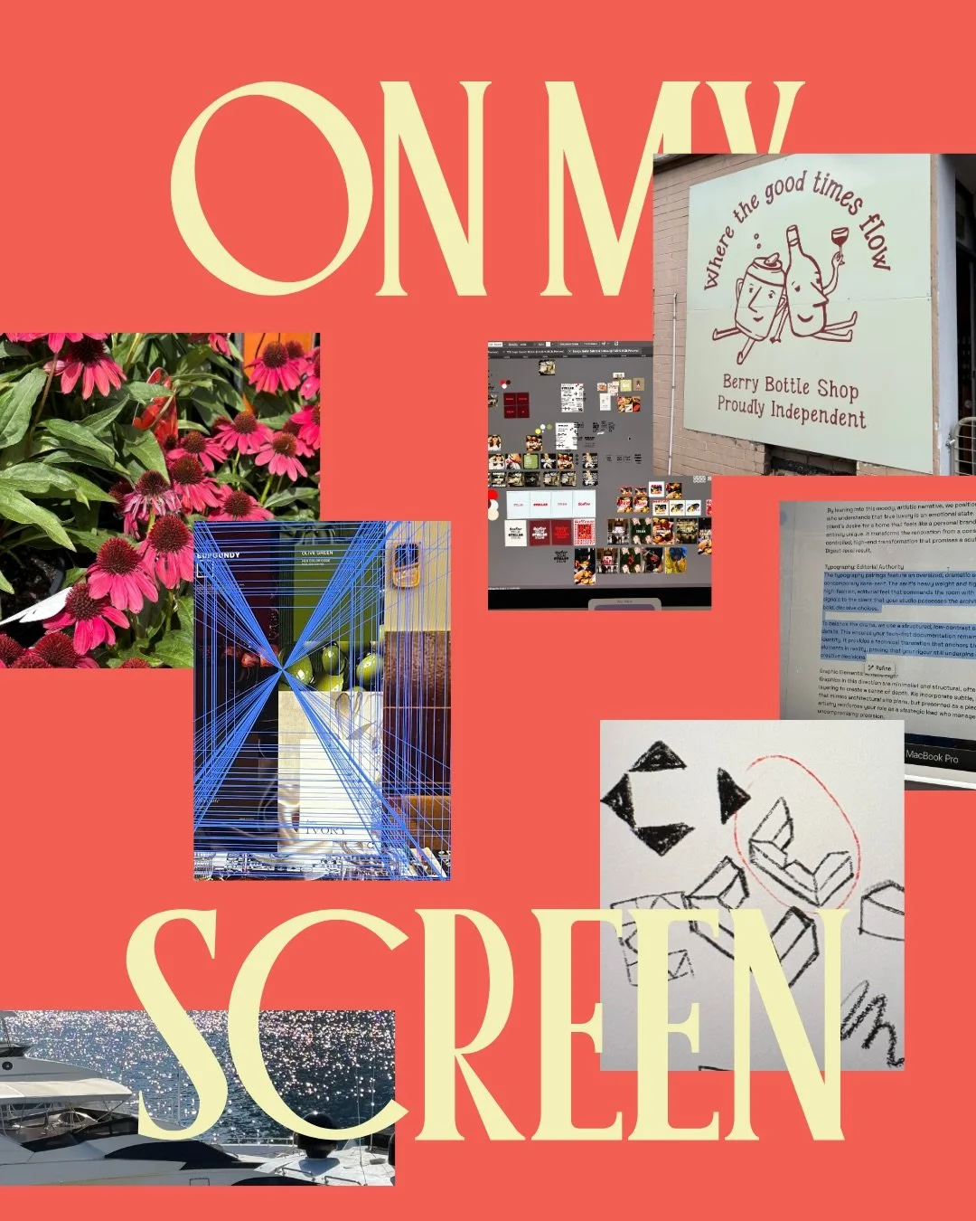 MIA for the best reasons.

Here&rsquo;s what&rsquo;s been on my screen (in no particular order):
WF(couch) + a glimpse into my brain
Cute signage!
Runnin&rsquo; a muck in Newcastle + forever an inspo in the wild girl
Sketching helps me work through i