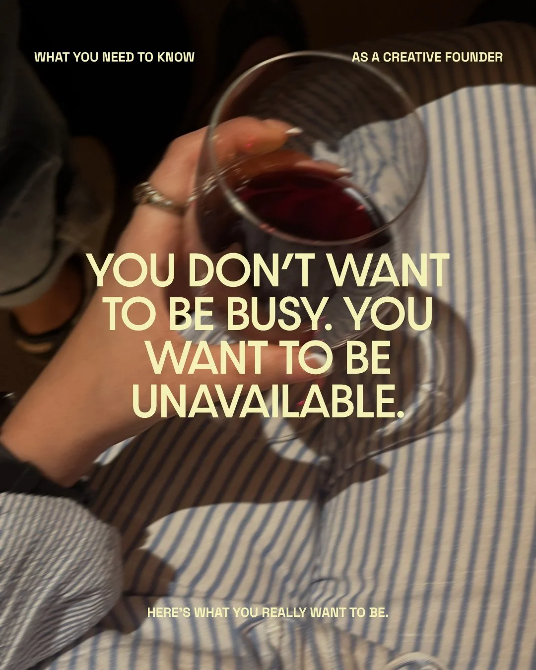 You don&rsquo;t want to be busy.⁣
⁣
Trust us when we say that. Busy doesn&rsquo;t mean you&rsquo;re thriving.⁣
⁣
The illusion that being booked out with bits and bobs makes you feel good, makes you feel successful. But in reality, you&rsquo;re workin