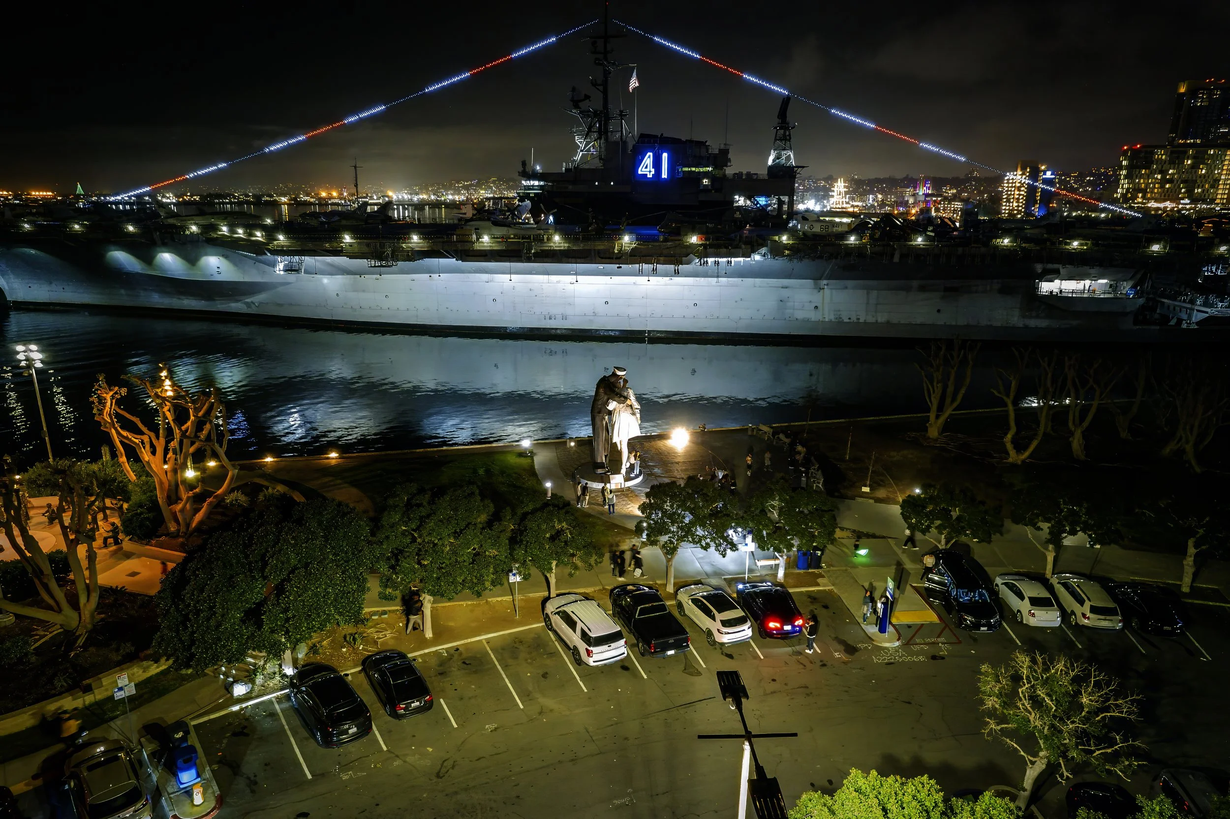 USS Midway and Kissing Sailor in San Diegocaptured by Skylab Media Productions
