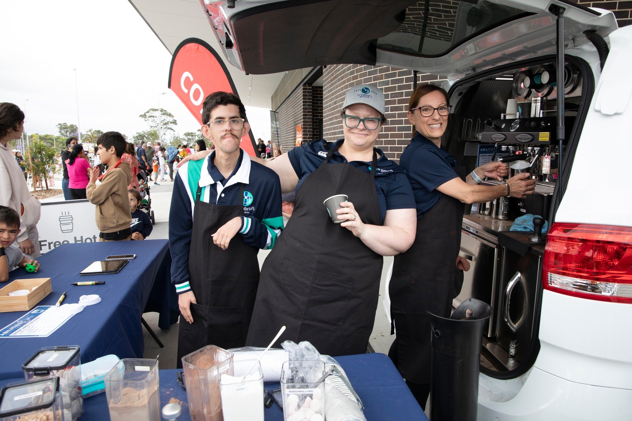 On Saturday, our hospitality training van, Abilities Brew was asked to serve coffees by The Hills Shire Council at the official opening of their new sports complex Stringer Road Reserve at Kellyville. It was a fantastic event with LOTS of people, and