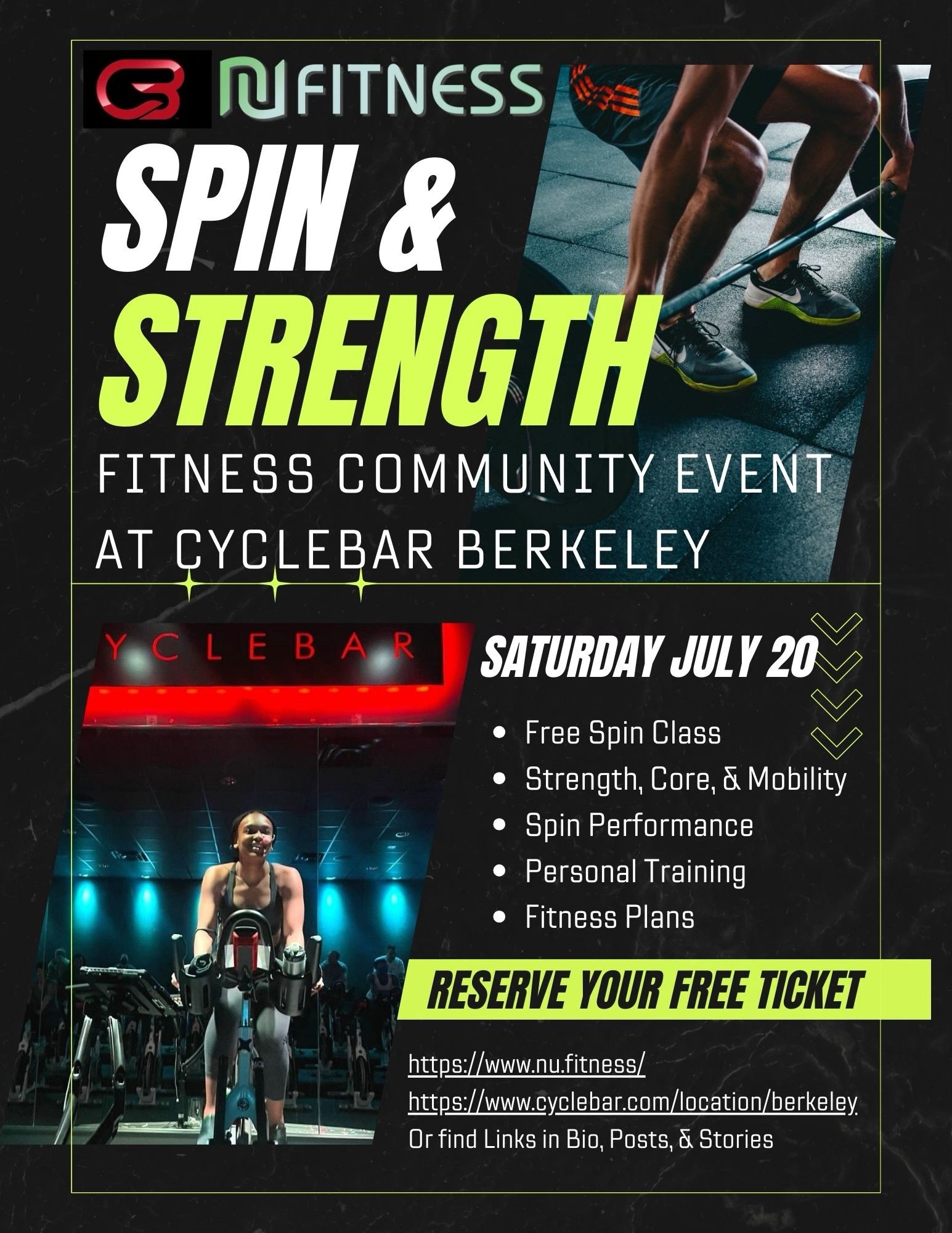 Nu Fitness X CycleBar Berkeley July 20th