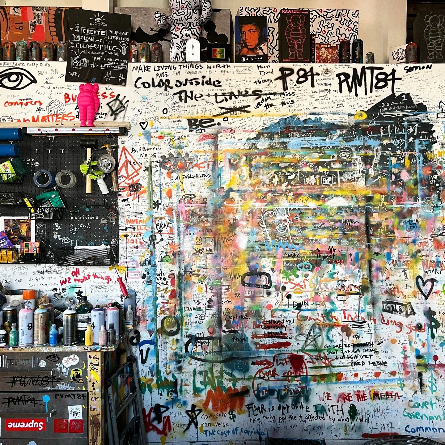 Inspired by his studio walls, @clarencejamesart has created a new series of works based on the sketched designs and lyrics that have been building among his studio spaces for years ✍️💫 stop by to check out his pieces in #Boston #SoHo and #DC this we