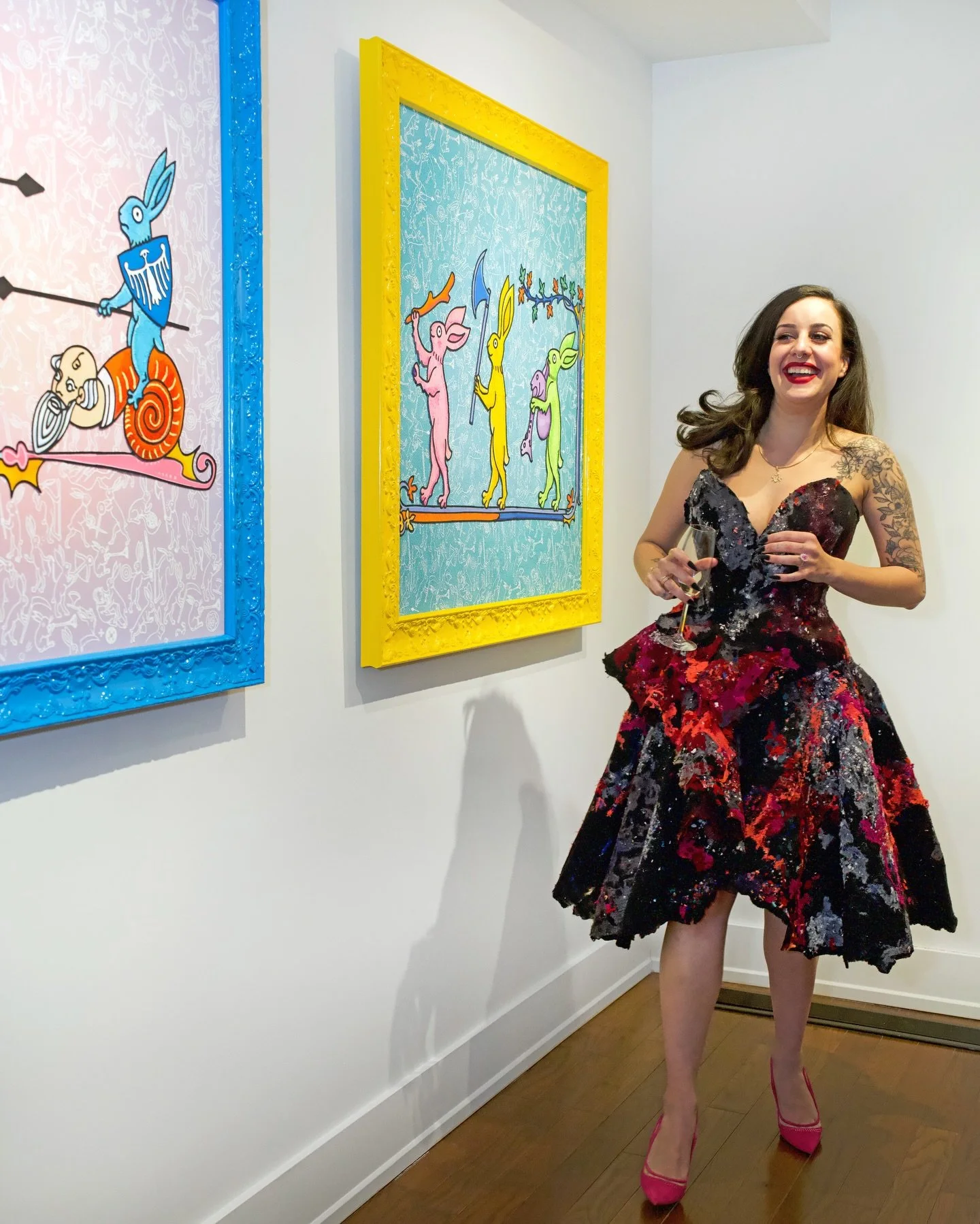 Artist @padinabondar is exhibiting her newest series &lsquo;Killer Pop Bunnies&rsquo; this month at the @nationalartsclub until January 2nd! As a designer, artist and activist, she transforms recycled items into high-end textiles, clothing and now fr