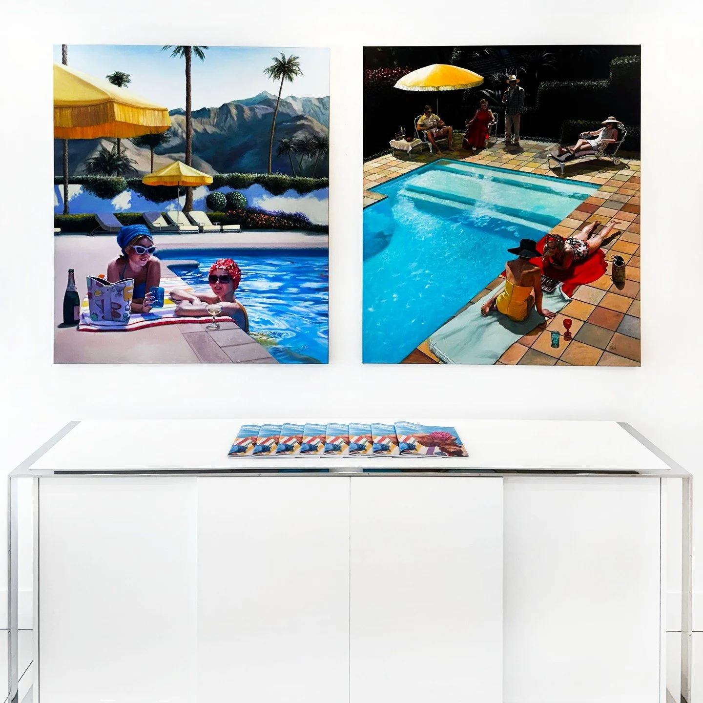 Mother&rsquo;s Day vibes? Lounging poolside like these incredible paintings by @ingrid_boot_artist 🩴🌊 Stop in to see her meticulously detailed paintings up close in our #PalmBeach gallery!

DM us to inquire about her full collection.
.
.
.
#dtrmode