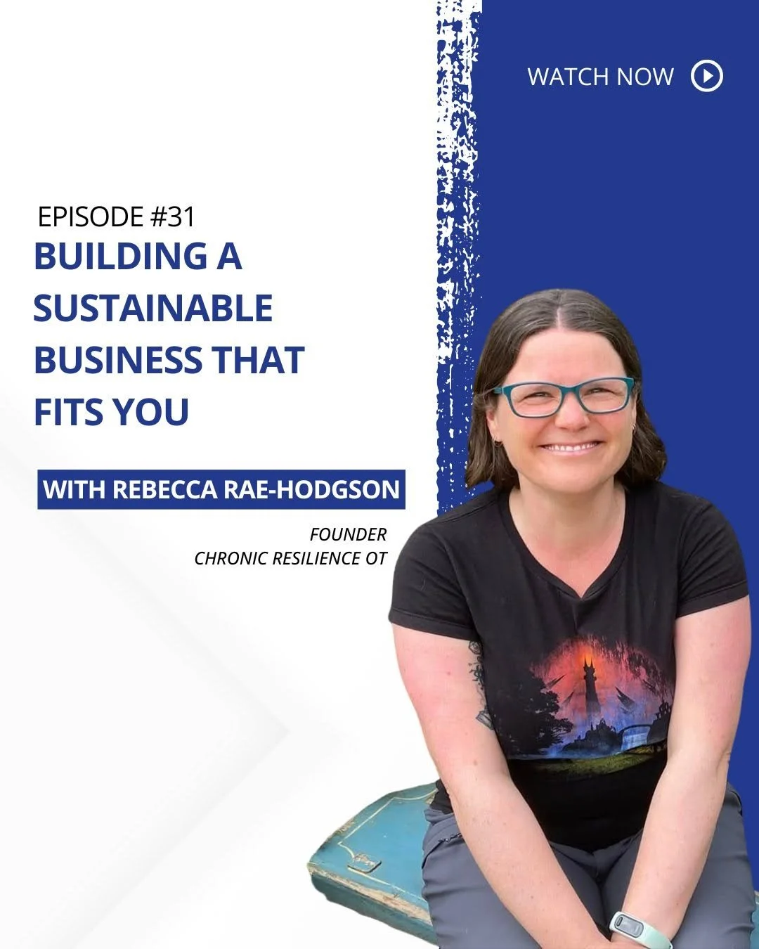 Podcast title with image of Rebecca