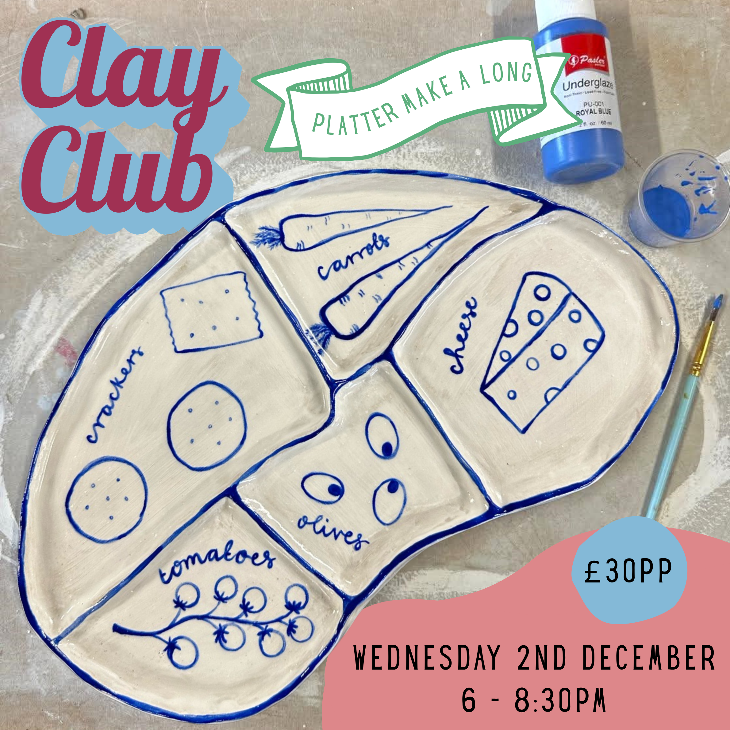 Clay Club, Ceramic Platter Workshop 02.12.26 6:00 - 8:30pm