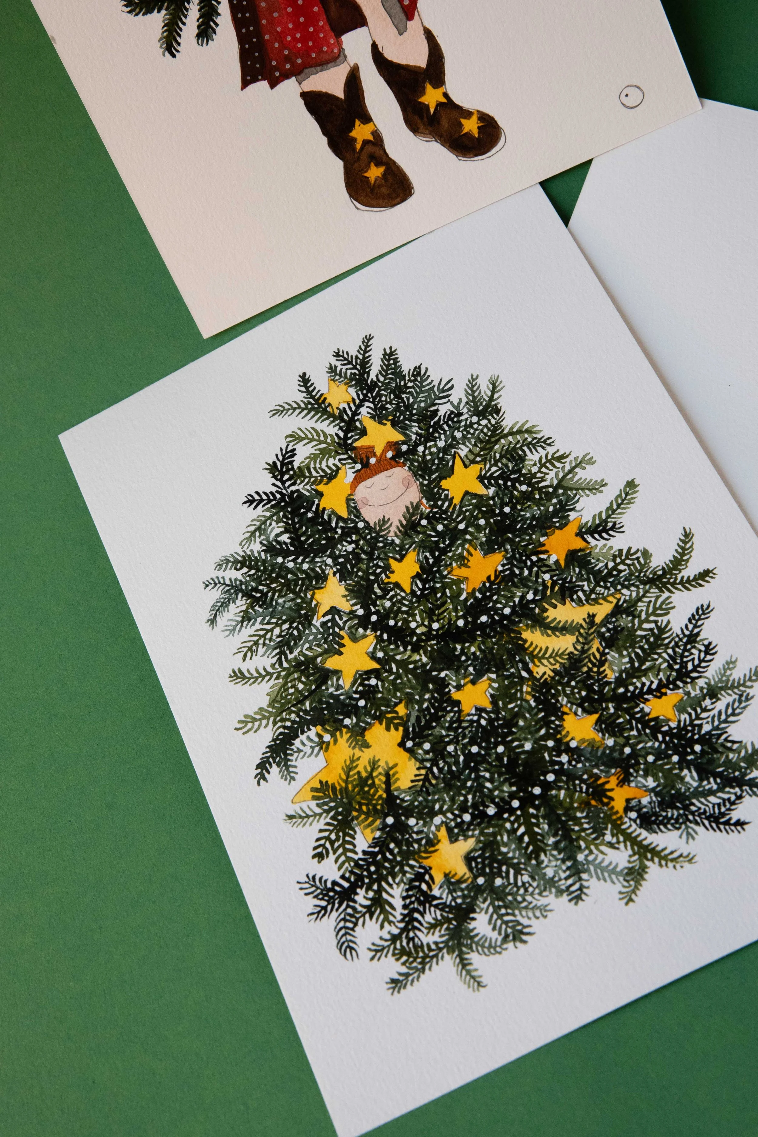 WEIHNACHTSKARTE, WEIHNACHTSGRUSS, CHRISTBAUM, KIND, STERNE