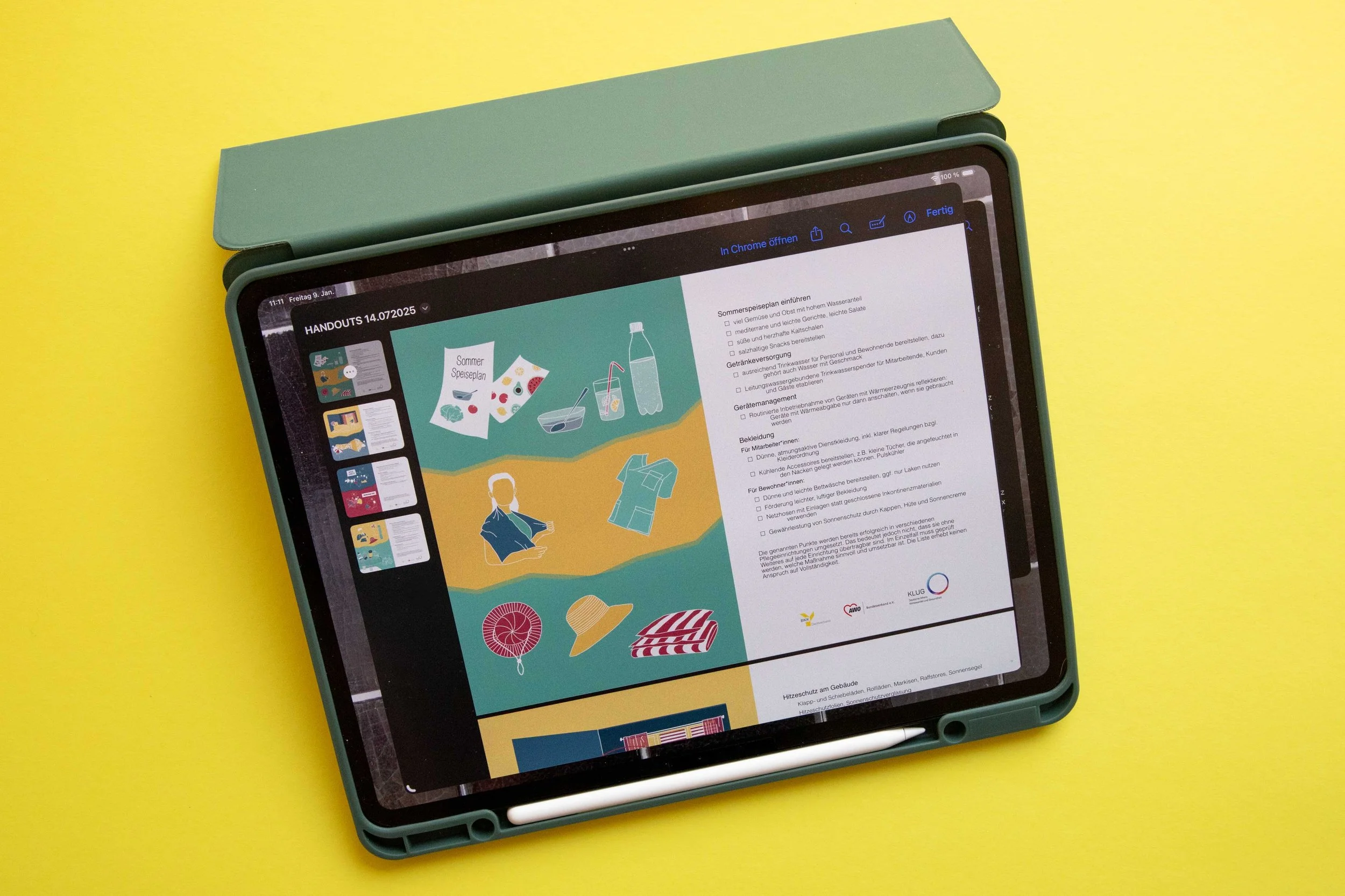 HANDOUTS, AWO BERLIN, HITZESCHUTZ, STATIONÄRE PFLEGE