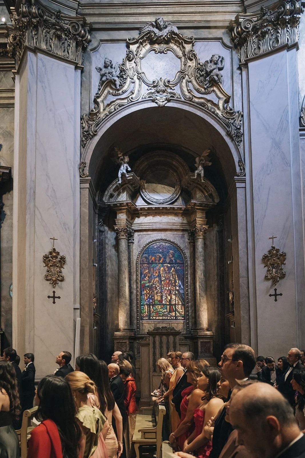 Wedding ceremony inside the Basilica of San Miguel, Madrid