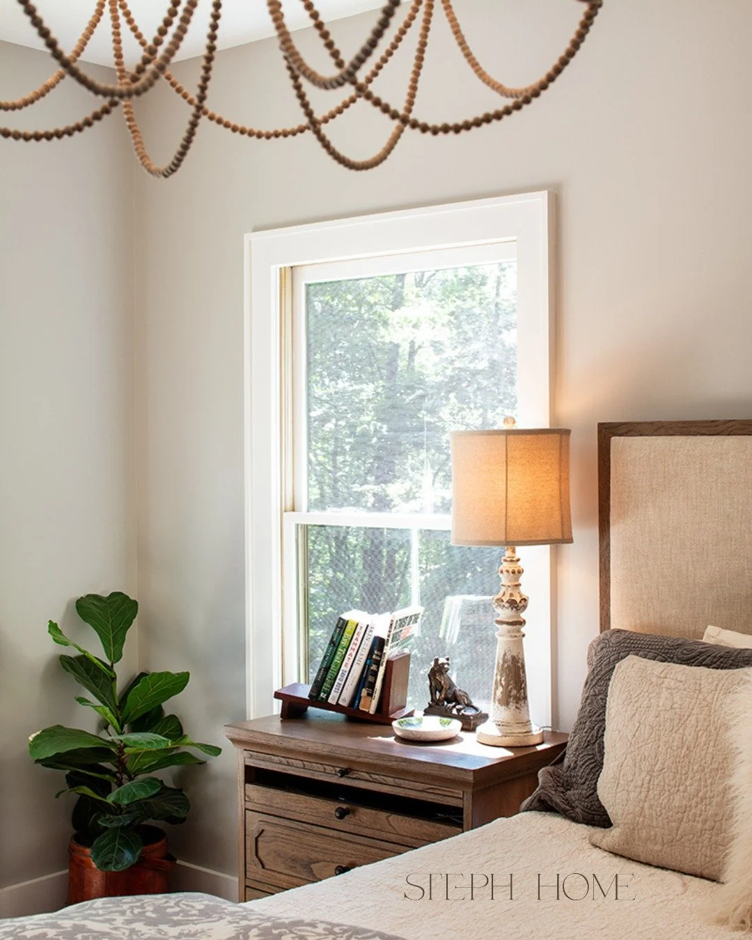 Soft morning light, a quiet corner, and layers that invite you to slow down.

Every element, from the weathered wood to the textured linens, adds warmth and calm to the season.

#StephHomeDesign #CozyInteriors #AutumnLight #DesignThatFeelsGood #Bedro